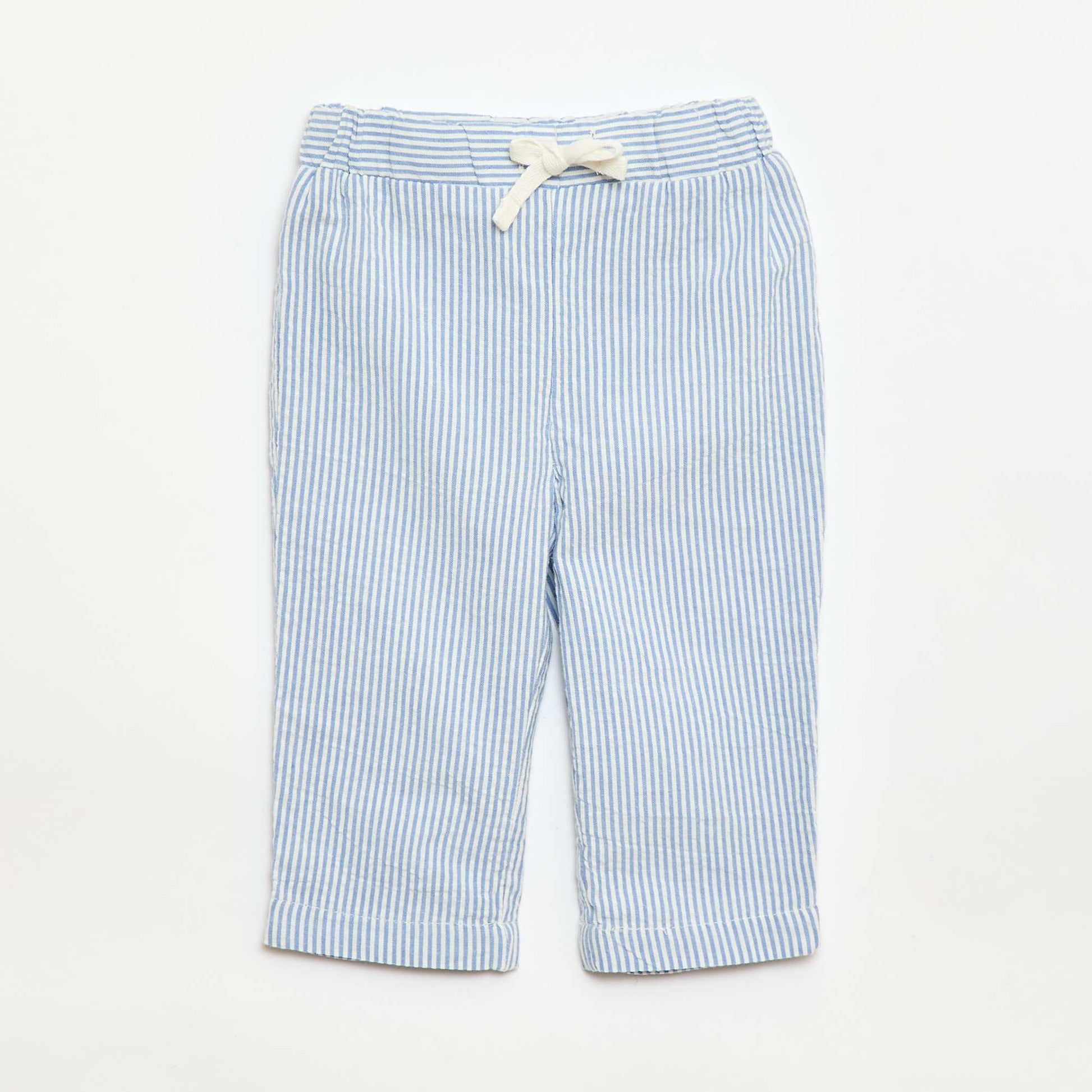 Striped Seersucker Trousers BLUE