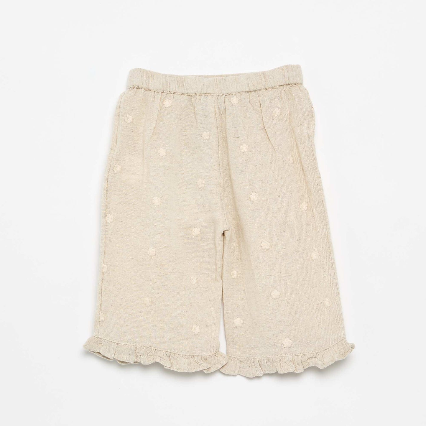 Trousers with floral embroidery BEIGE