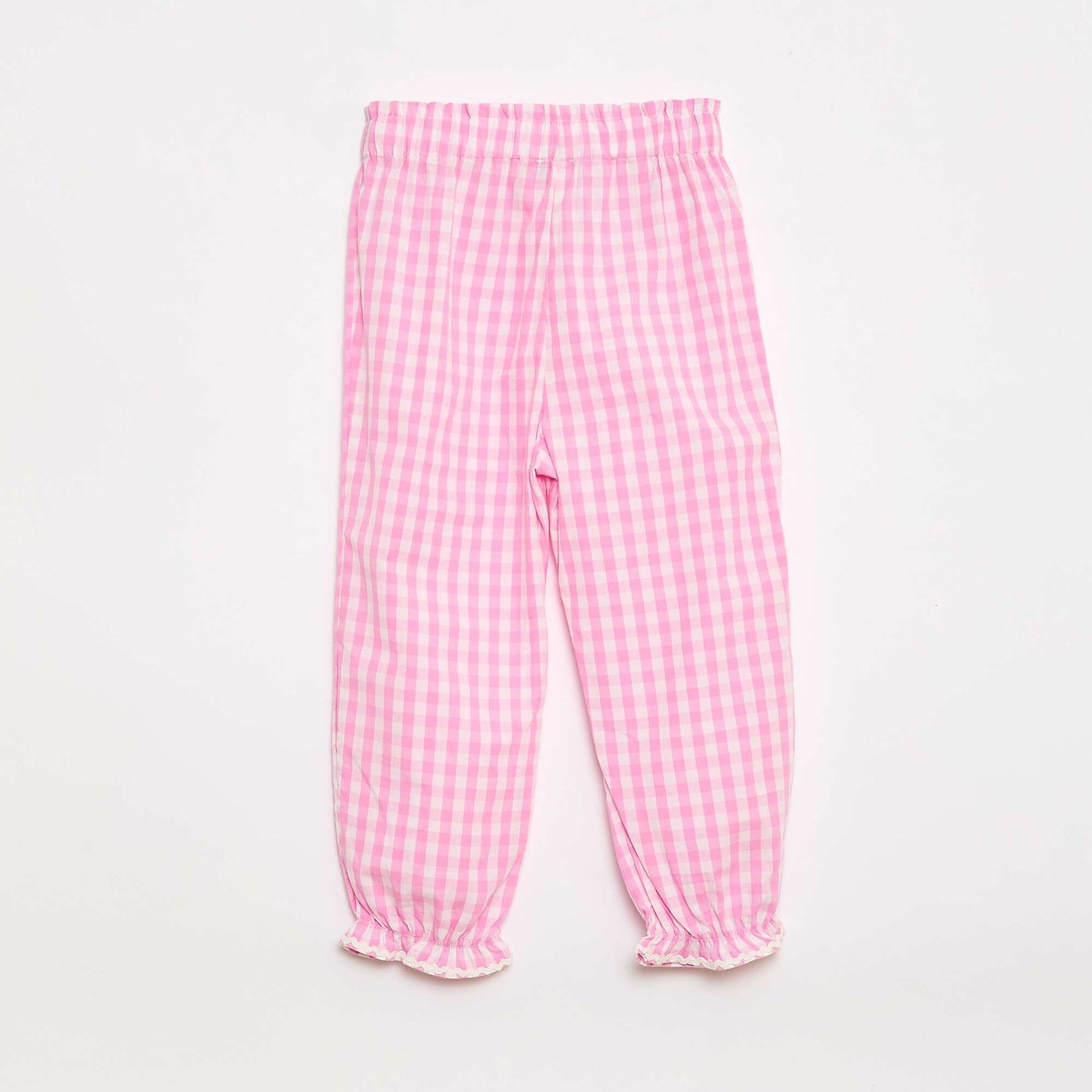 Pink Gingham Cotton Poplin Trousers PINK