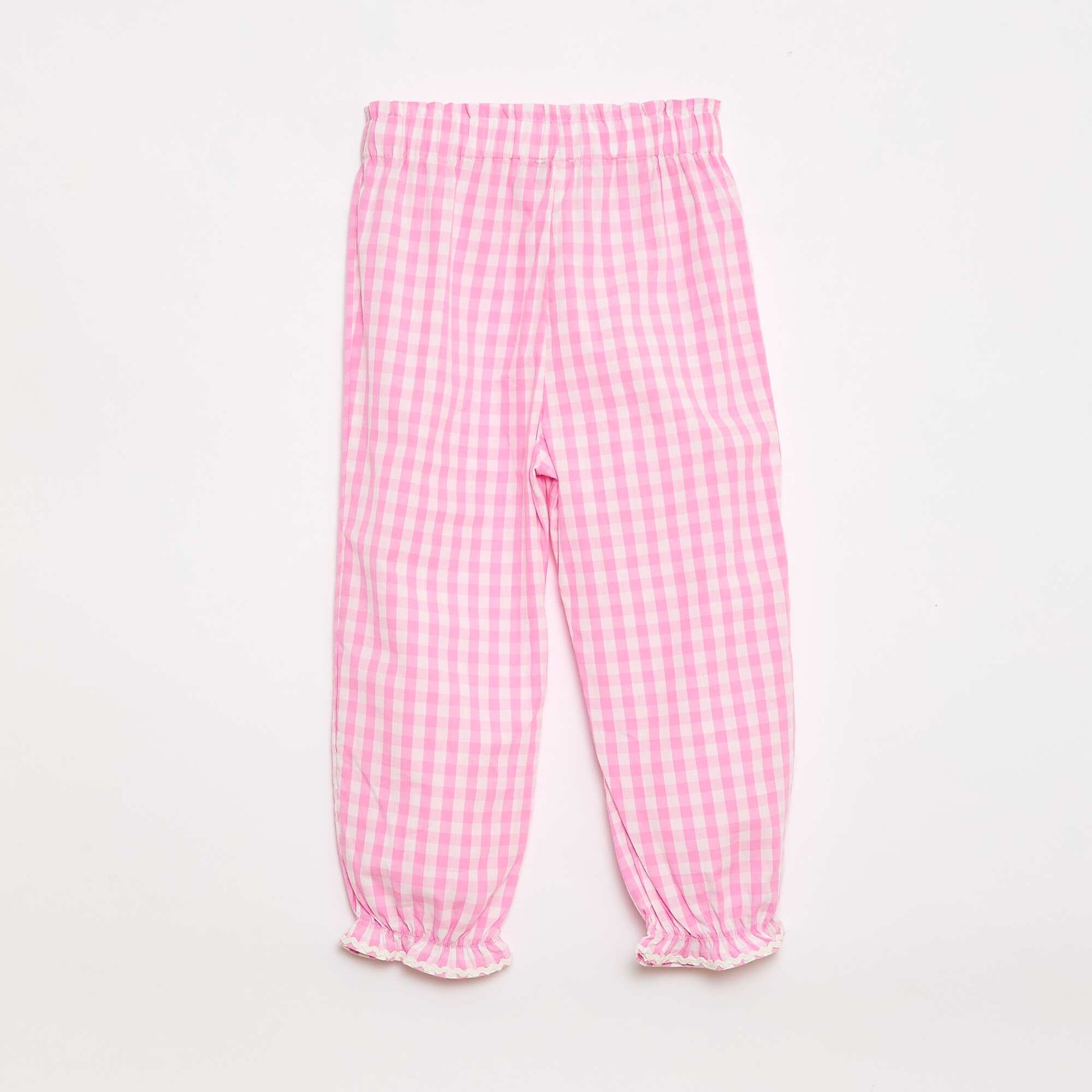 Pink Gingham Cotton Poplin Trousers PINK
