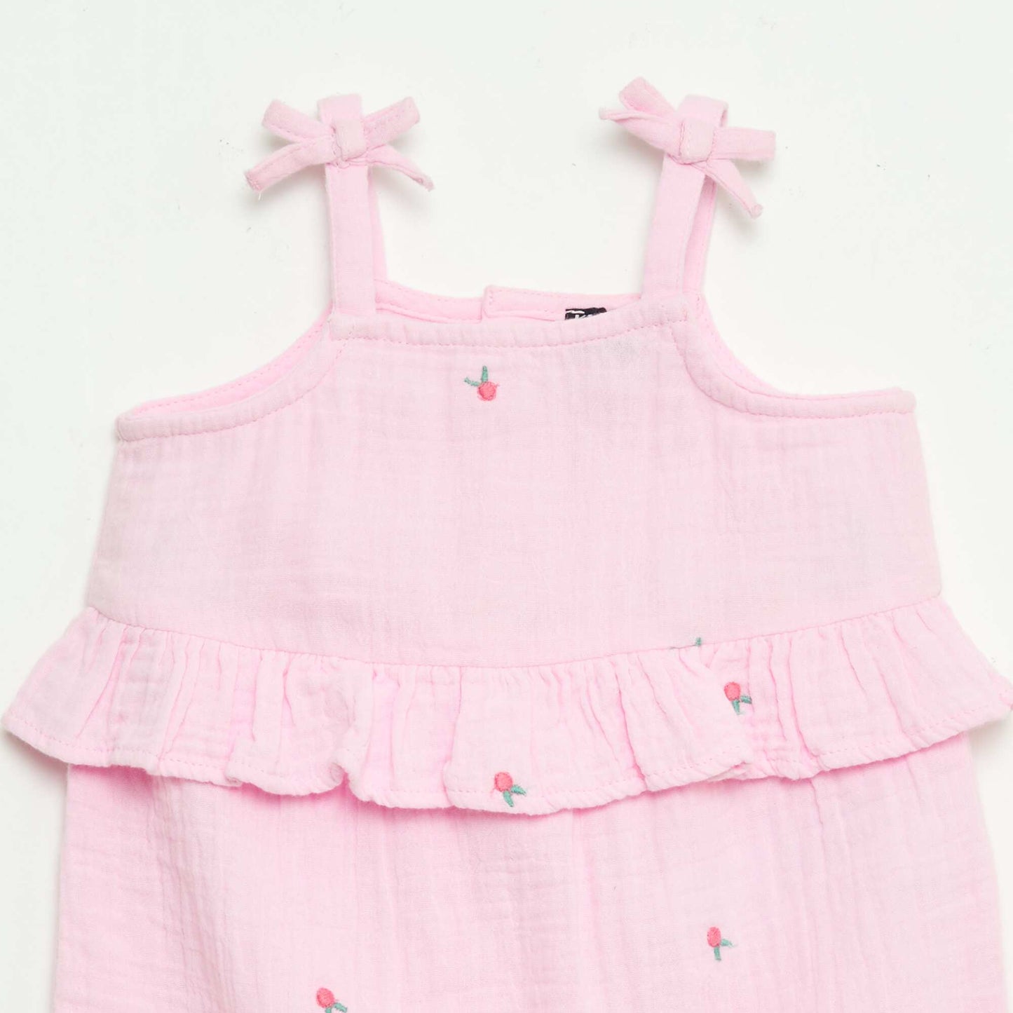 Long Cotton Poplin Strappy Romper PINK