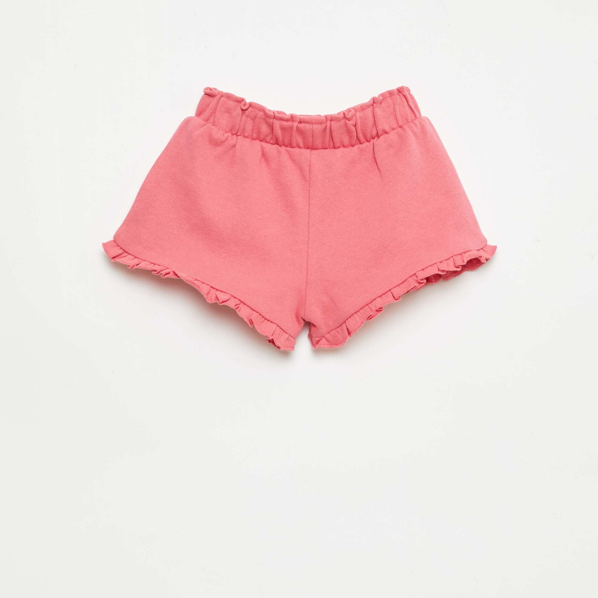 Ruffled shorts with waist tie FUCHSIA