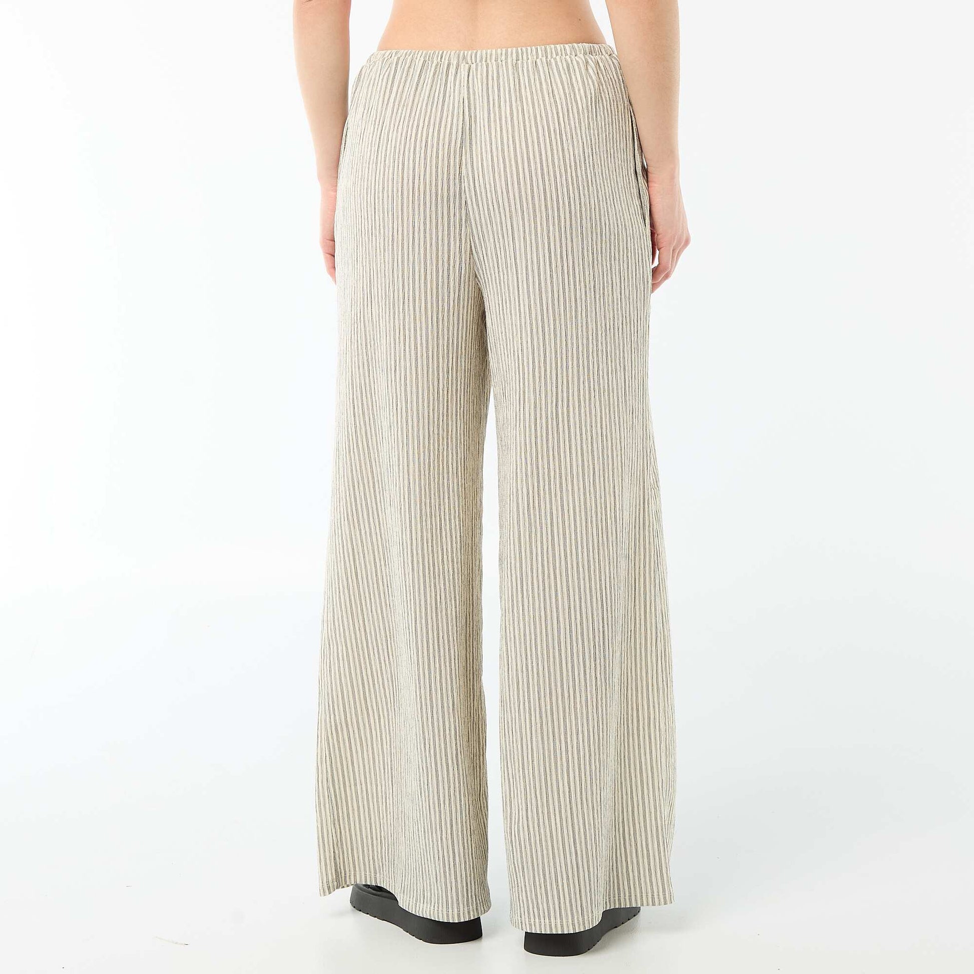 Wide-Leg Crêpe Trousers with 2 Pockets WHITE