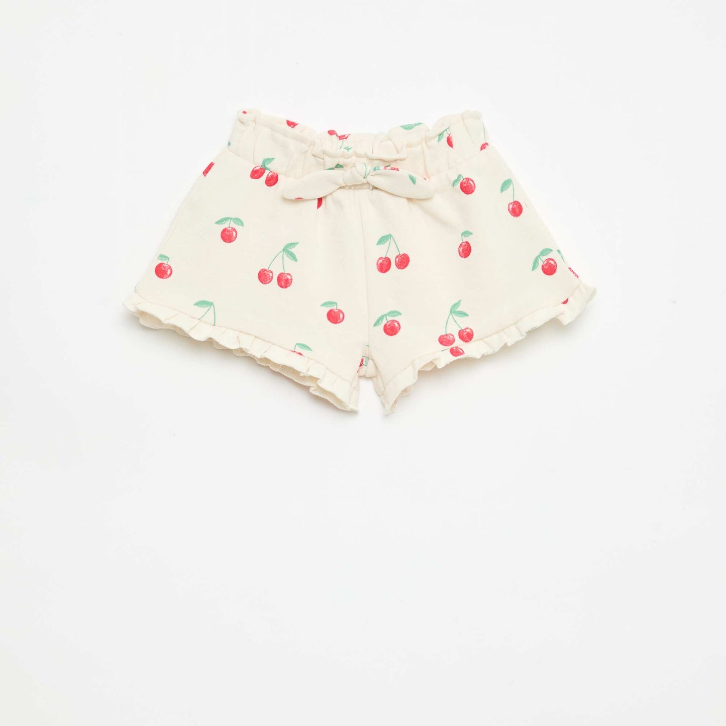 Lightweight French Terry Shorts with Ruffle Hem WHITE