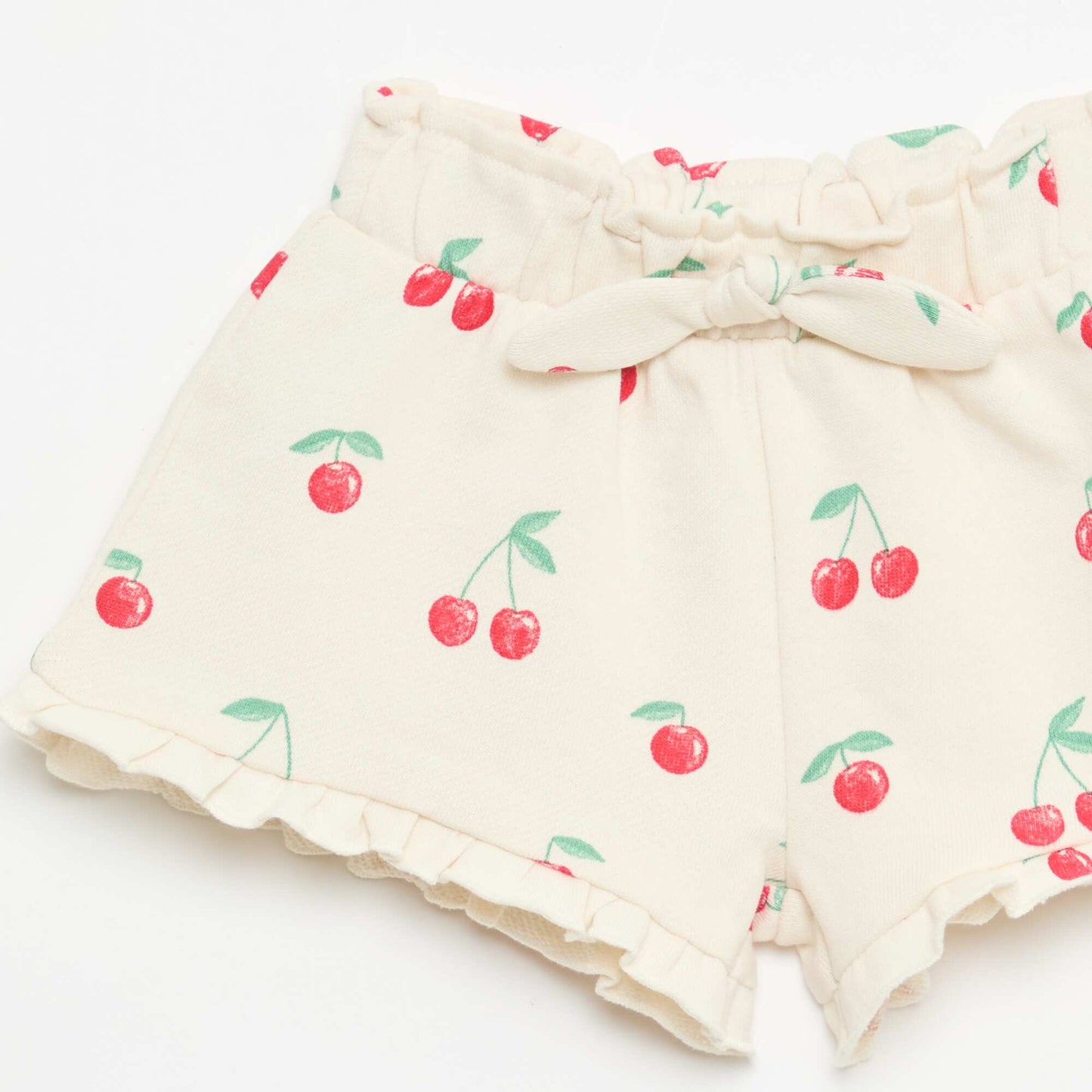Lightweight French Terry Shorts with Ruffle Hem WHITE