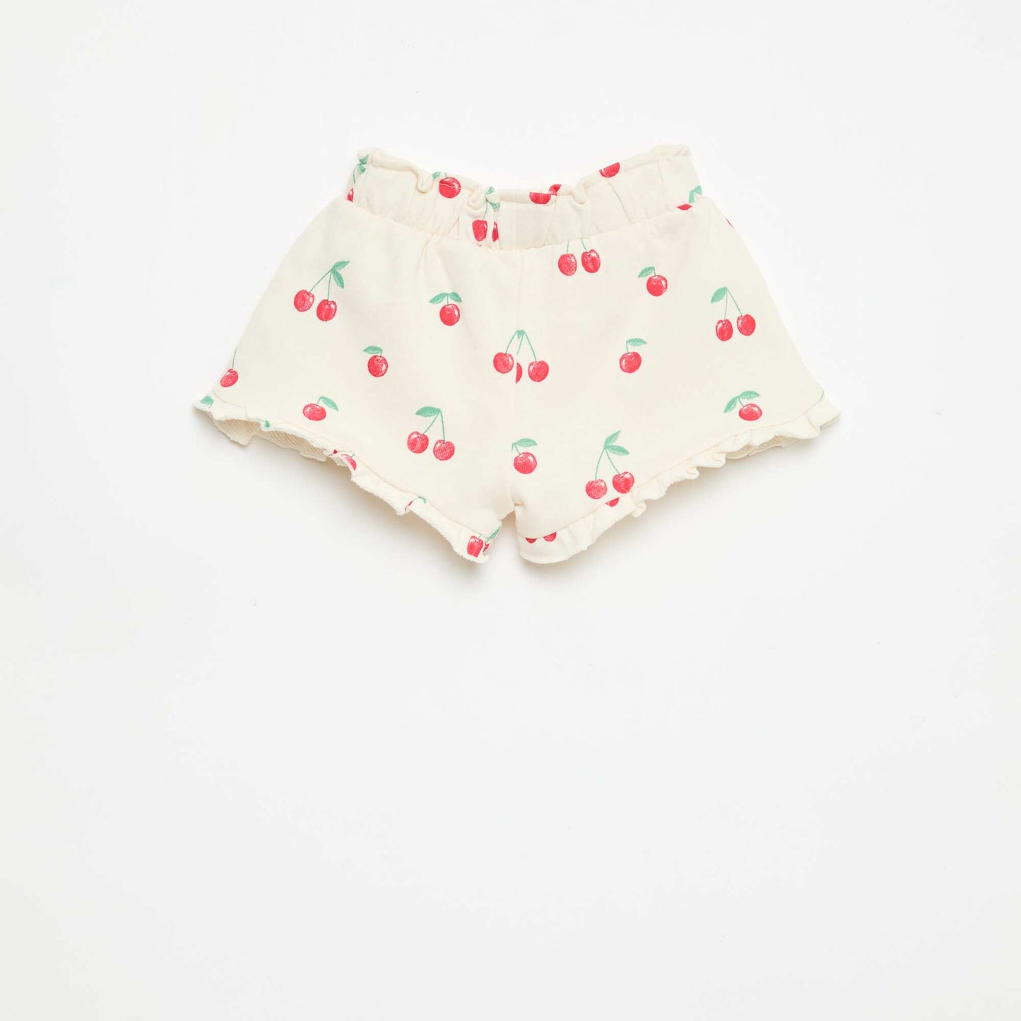 Lightweight French Terry Shorts with Ruffle Hem WHITE