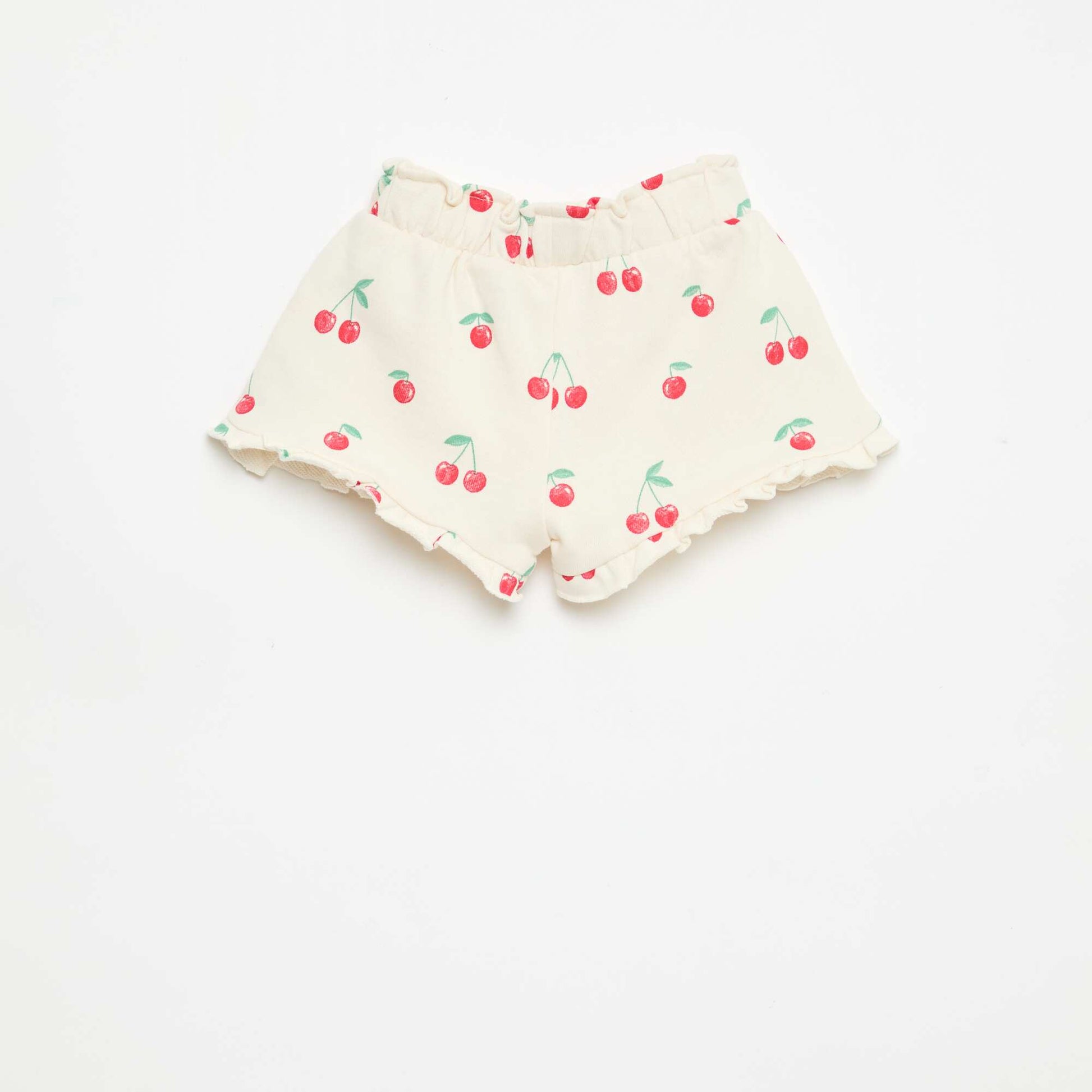 Lightweight French Terry Shorts with Ruffle Hem WHITE