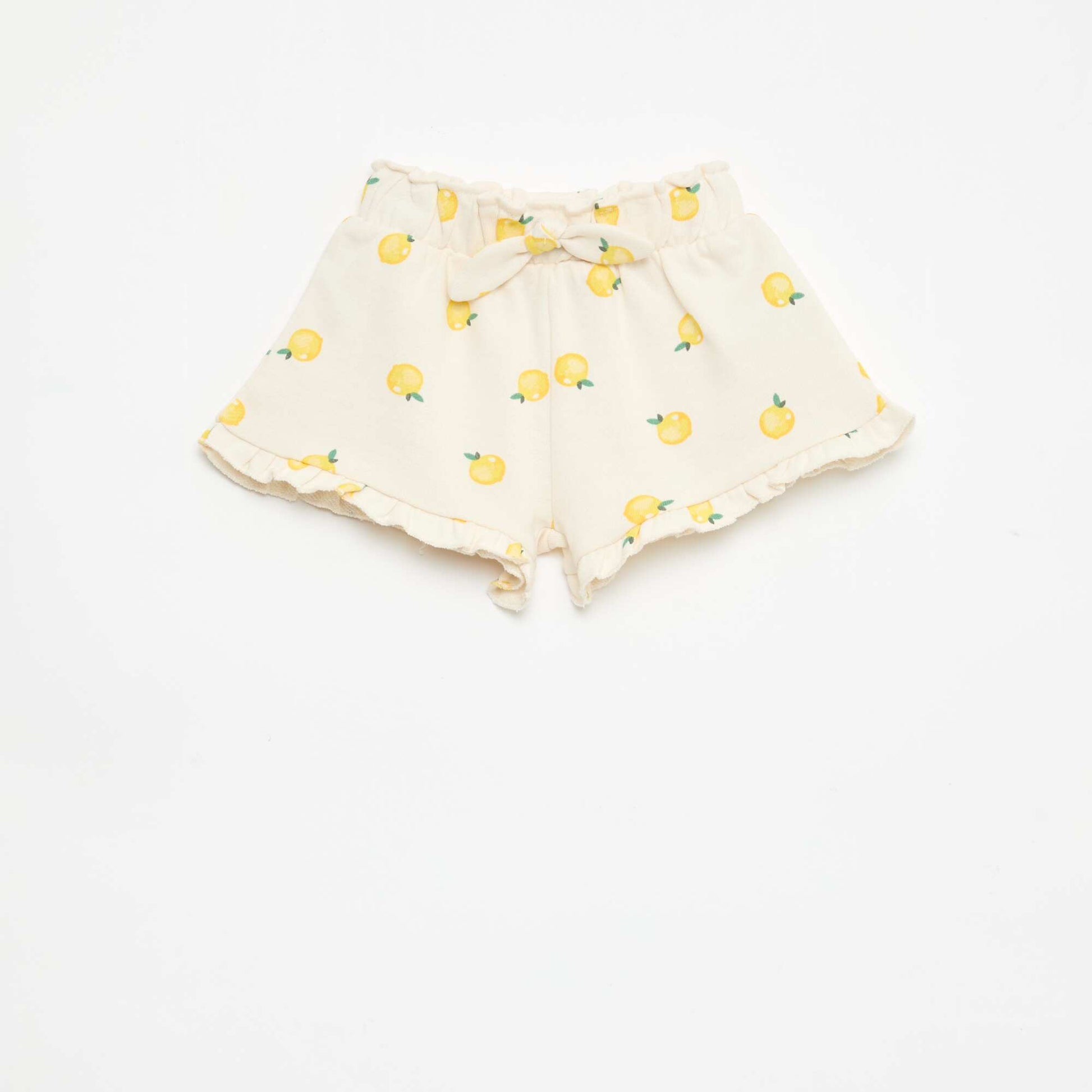 Lightweight French Terry Shorts with Ruffle Hem WHITE