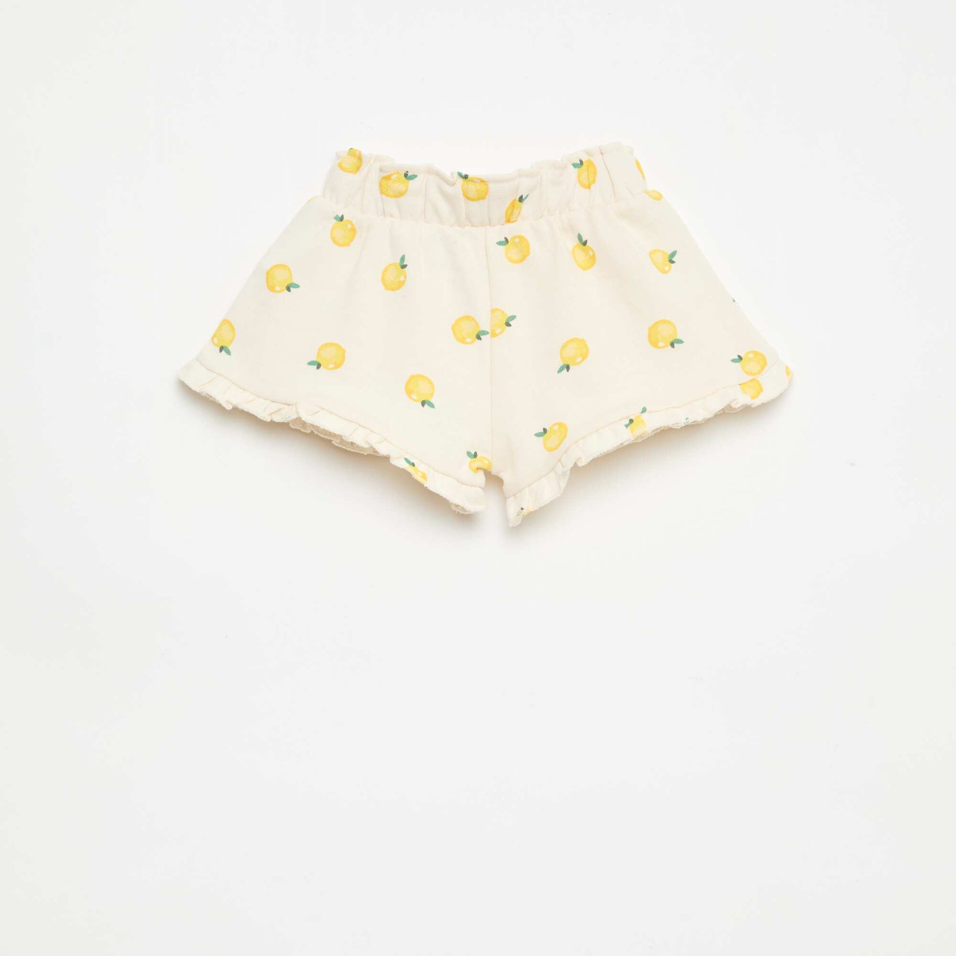 Lightweight French Terry Shorts with Ruffle Hem WHITE