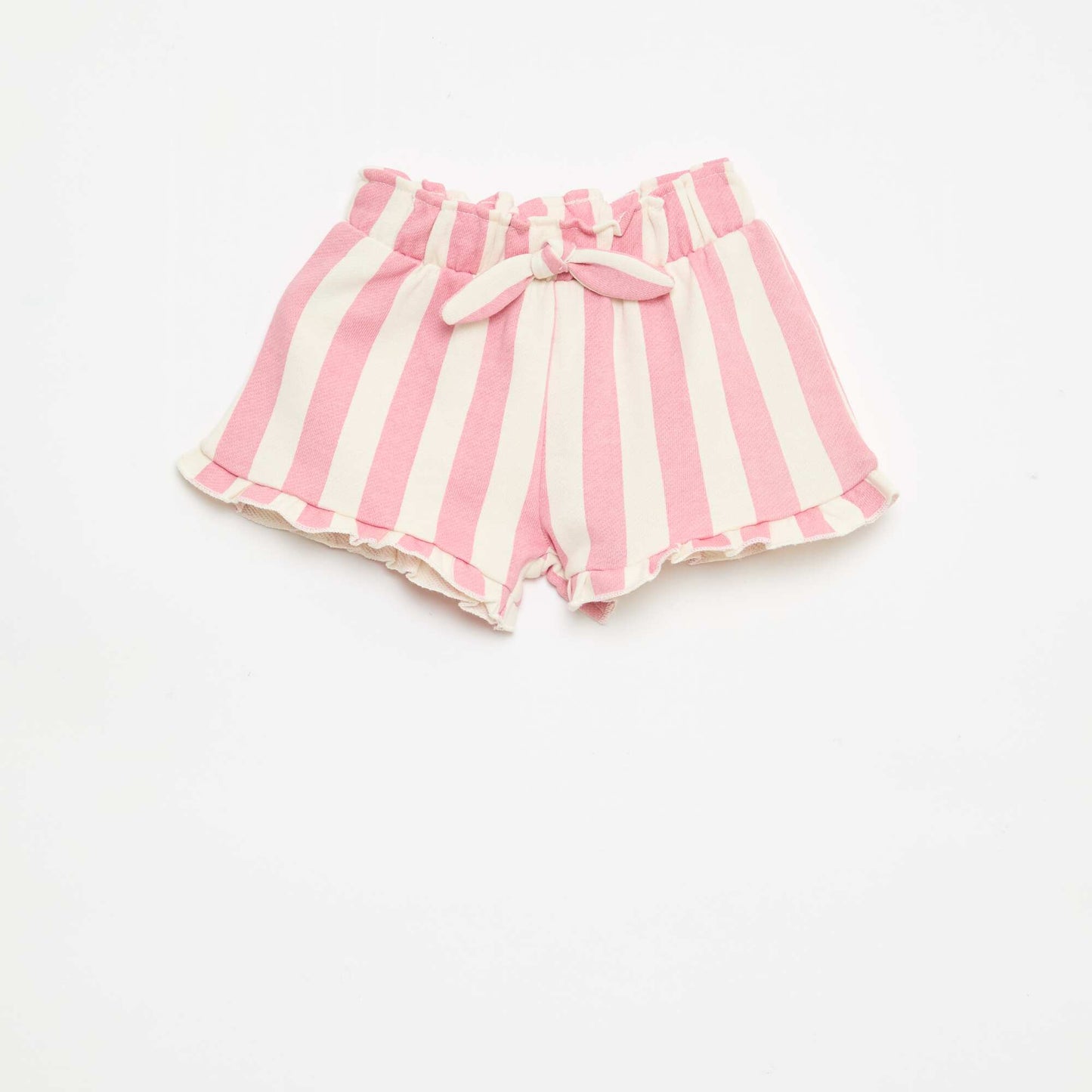 Lightweight French Terry Shorts with Ruffle Hem PINK