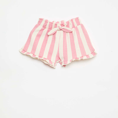 Lightweight French Terry Shorts with Ruffle Hem PINK