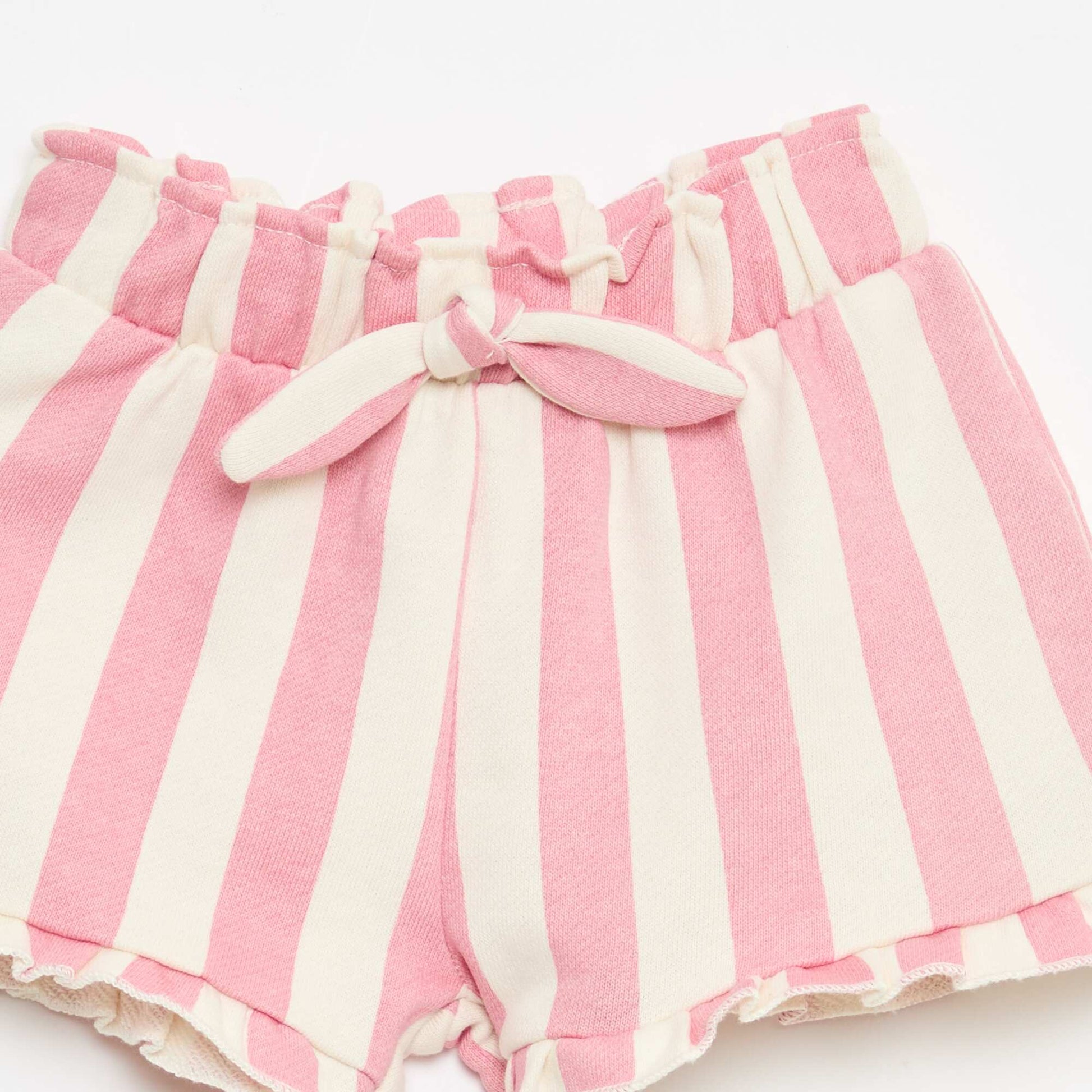 Lightweight French Terry Shorts with Ruffle Hem PINK