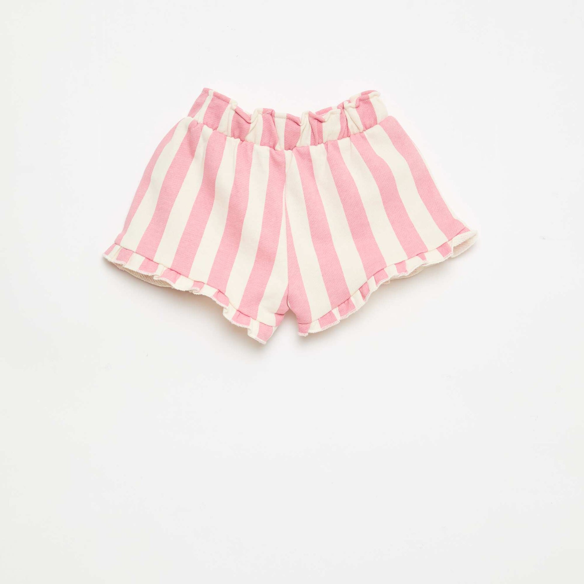 Lightweight French Terry Shorts with Ruffle Hem PINK