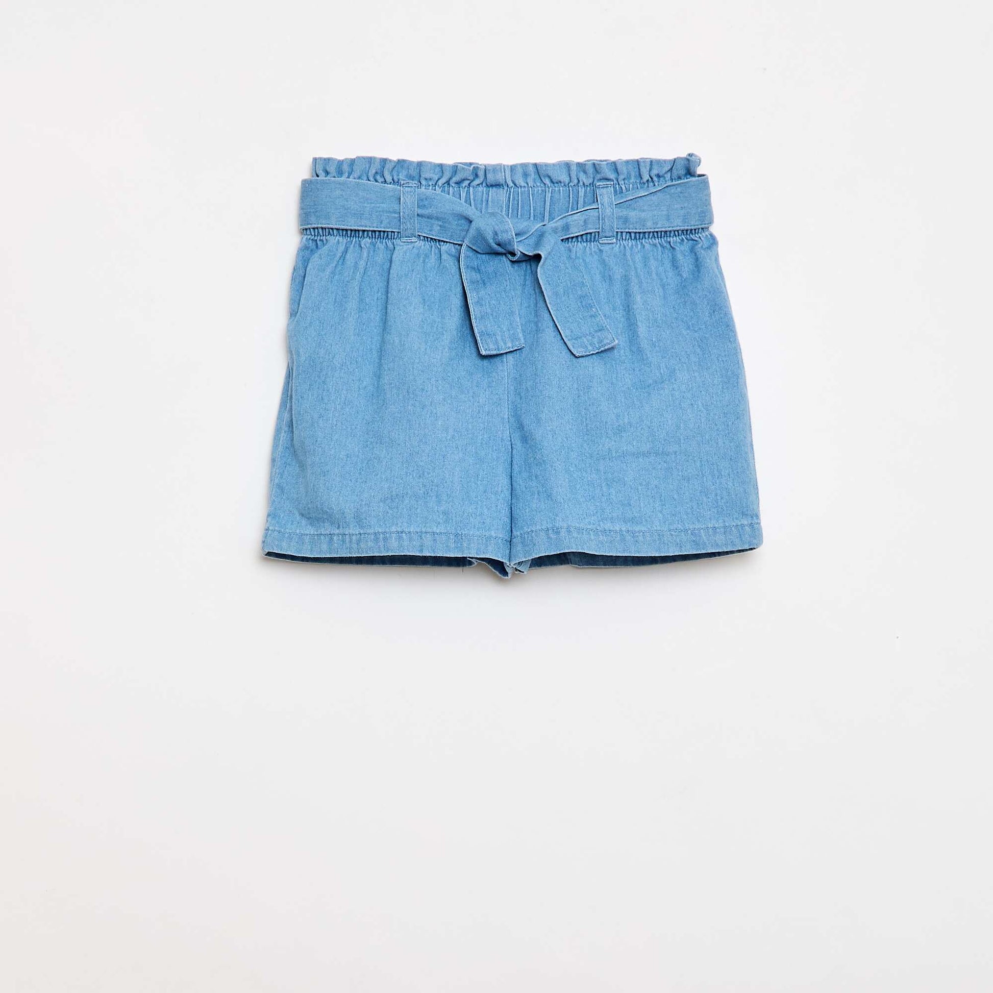 Light Denim Shorts with Removable Belt BLUE