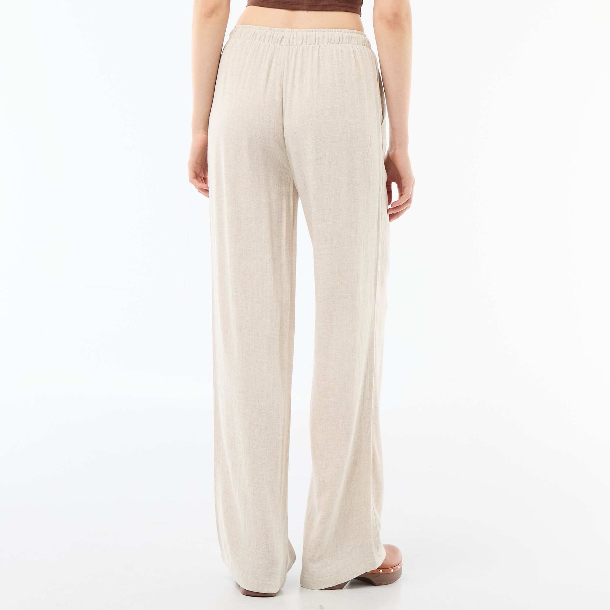 Linen trousers with 2 pockets BEIGE