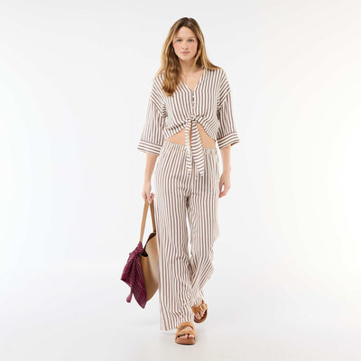 Linen trousers with 2 pockets BEIGE