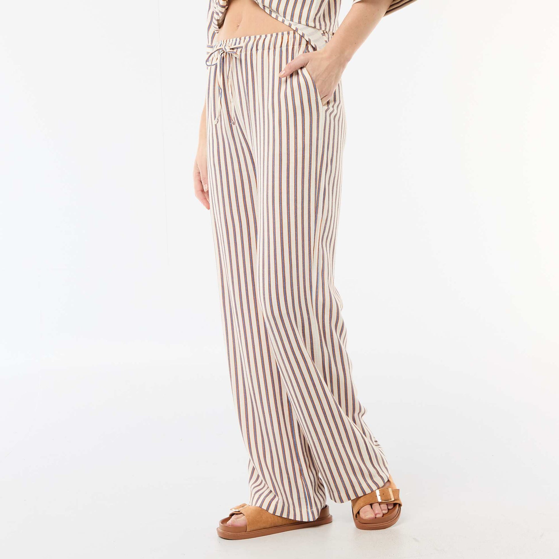 Linen trousers with 2 pockets BEIGE