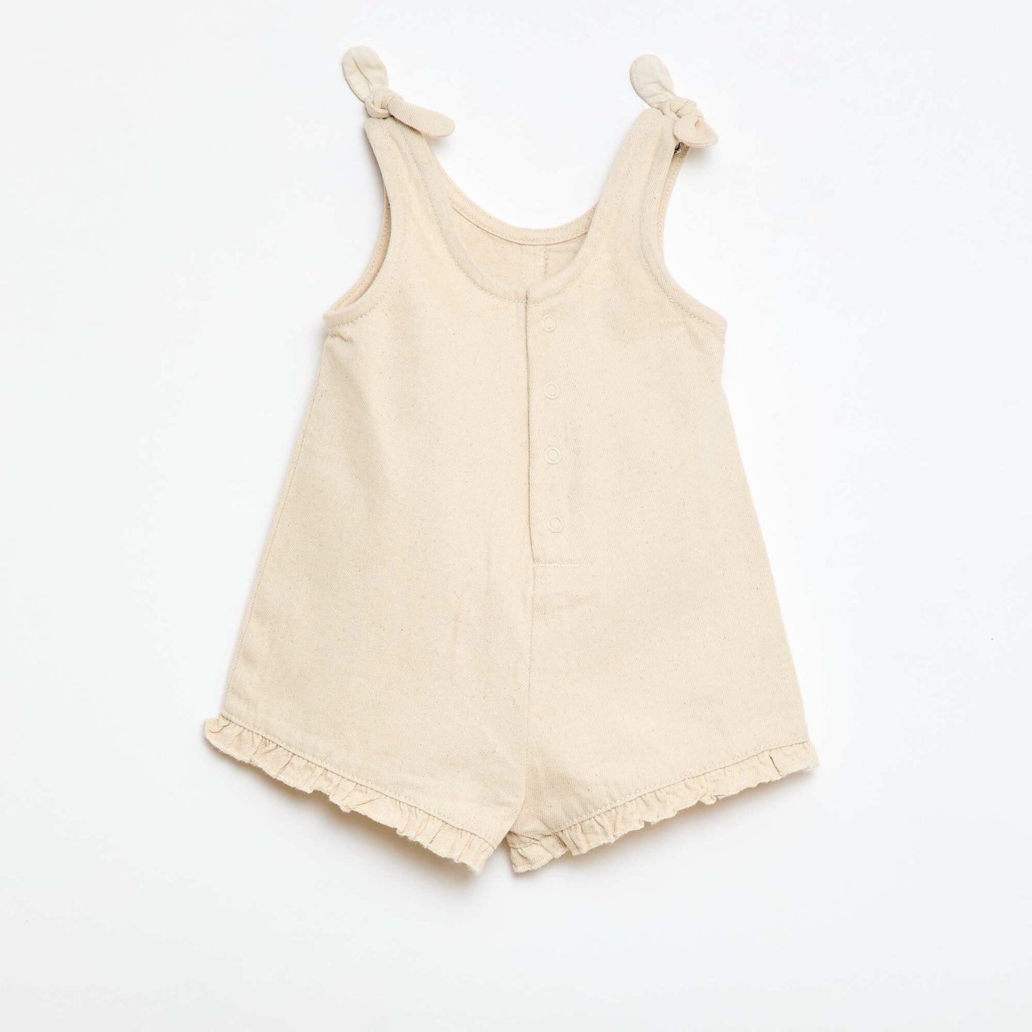 Twill Short Romper with Straps WHITE