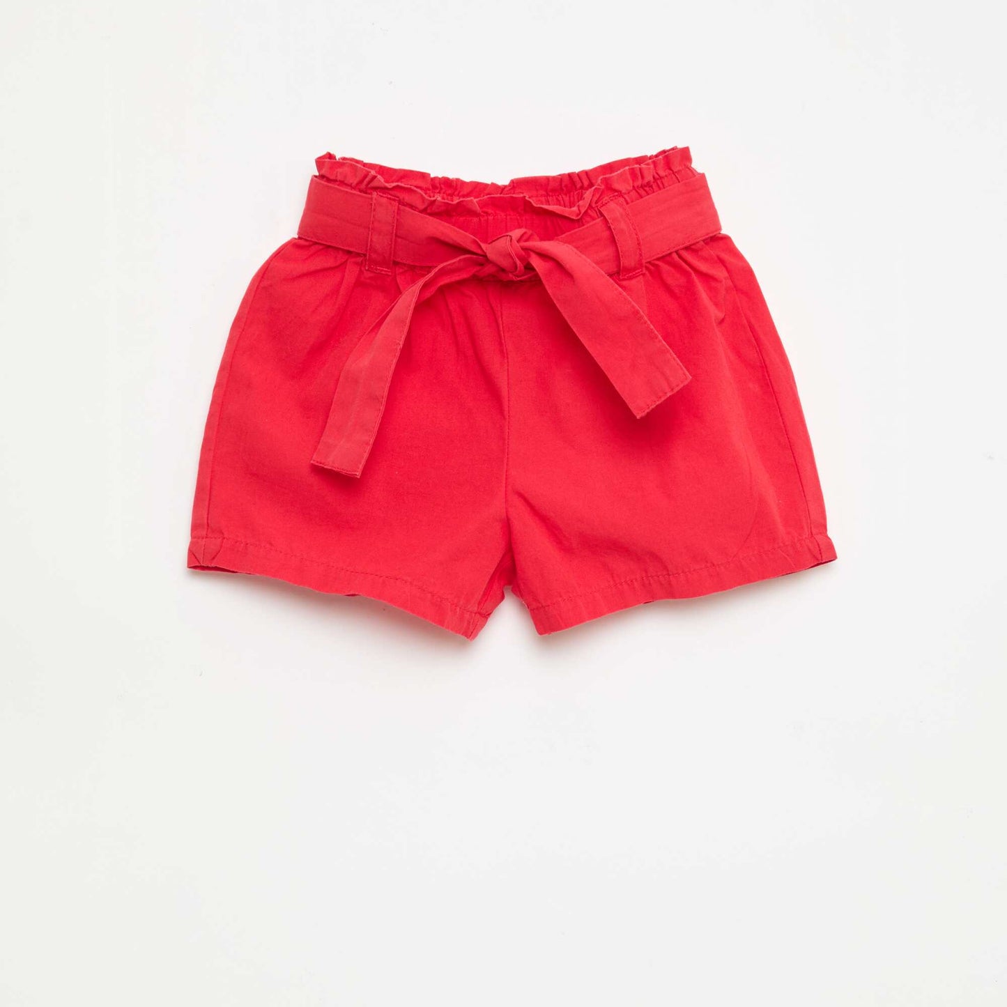 Poplin Shorts with Tie Belt RED