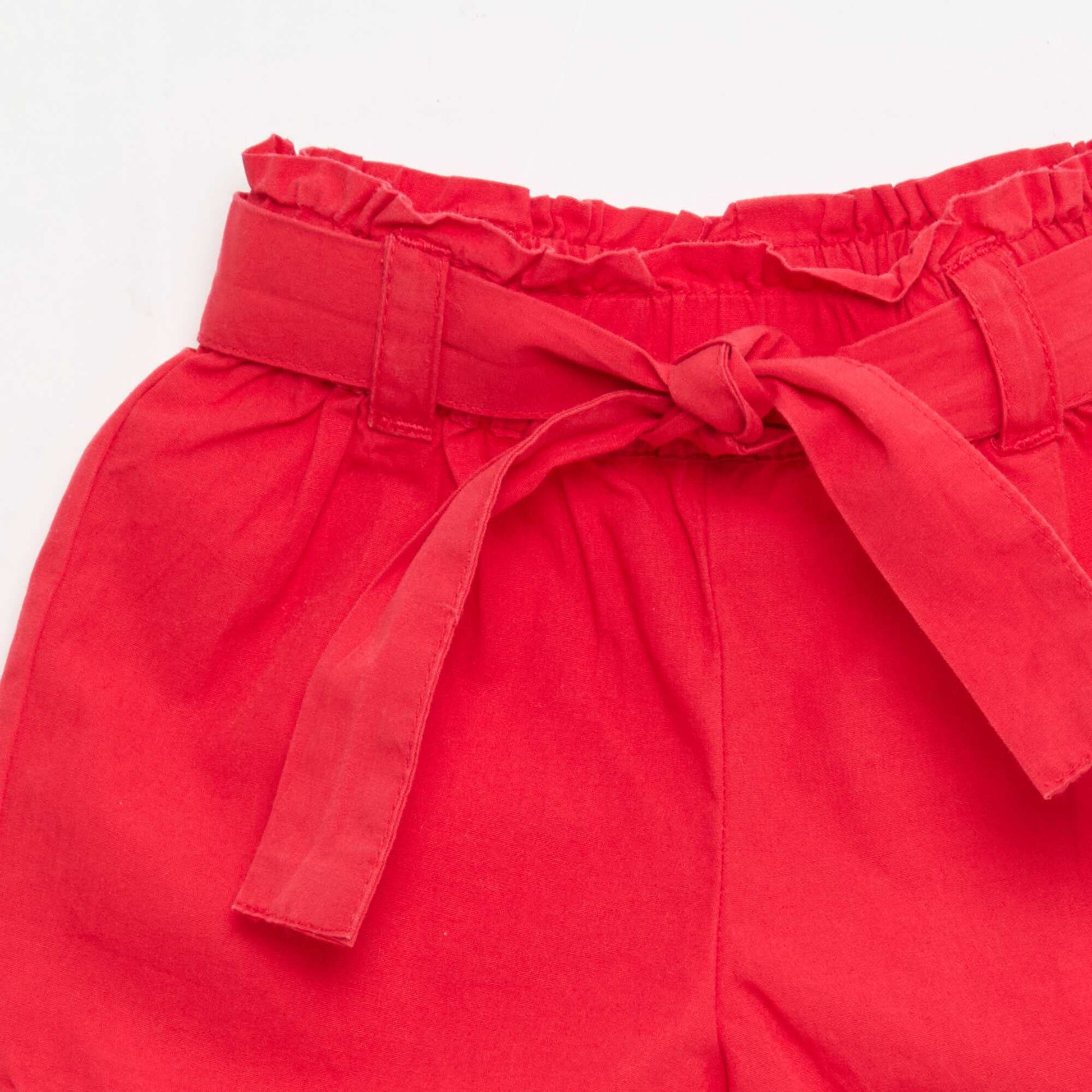 Poplin Shorts with Tie Belt RED