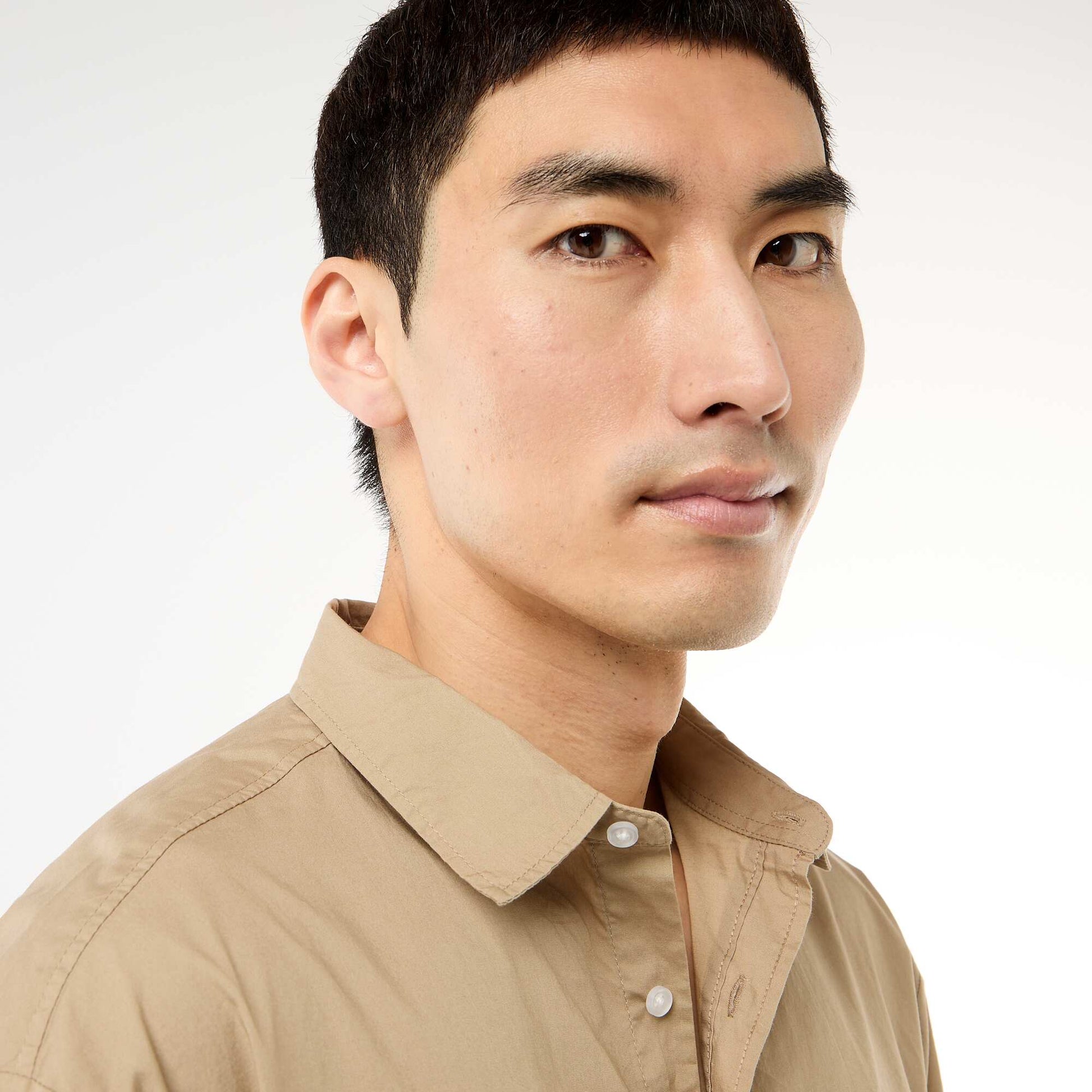 Poplin Short-Sleeved Shirt BEIGE
