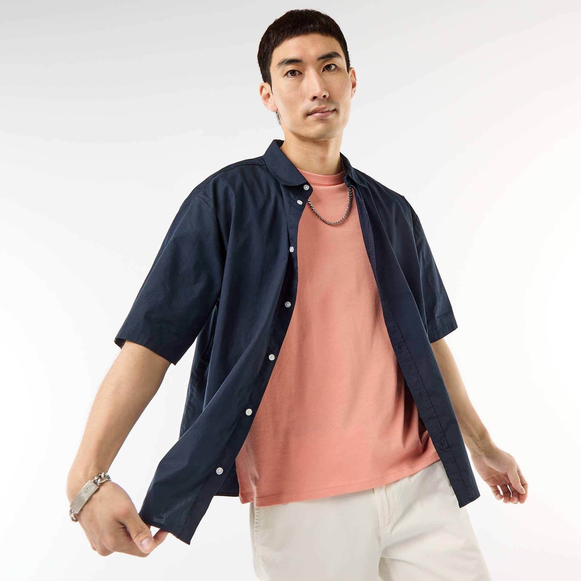 Poplin Short-Sleeved Shirt BLUE