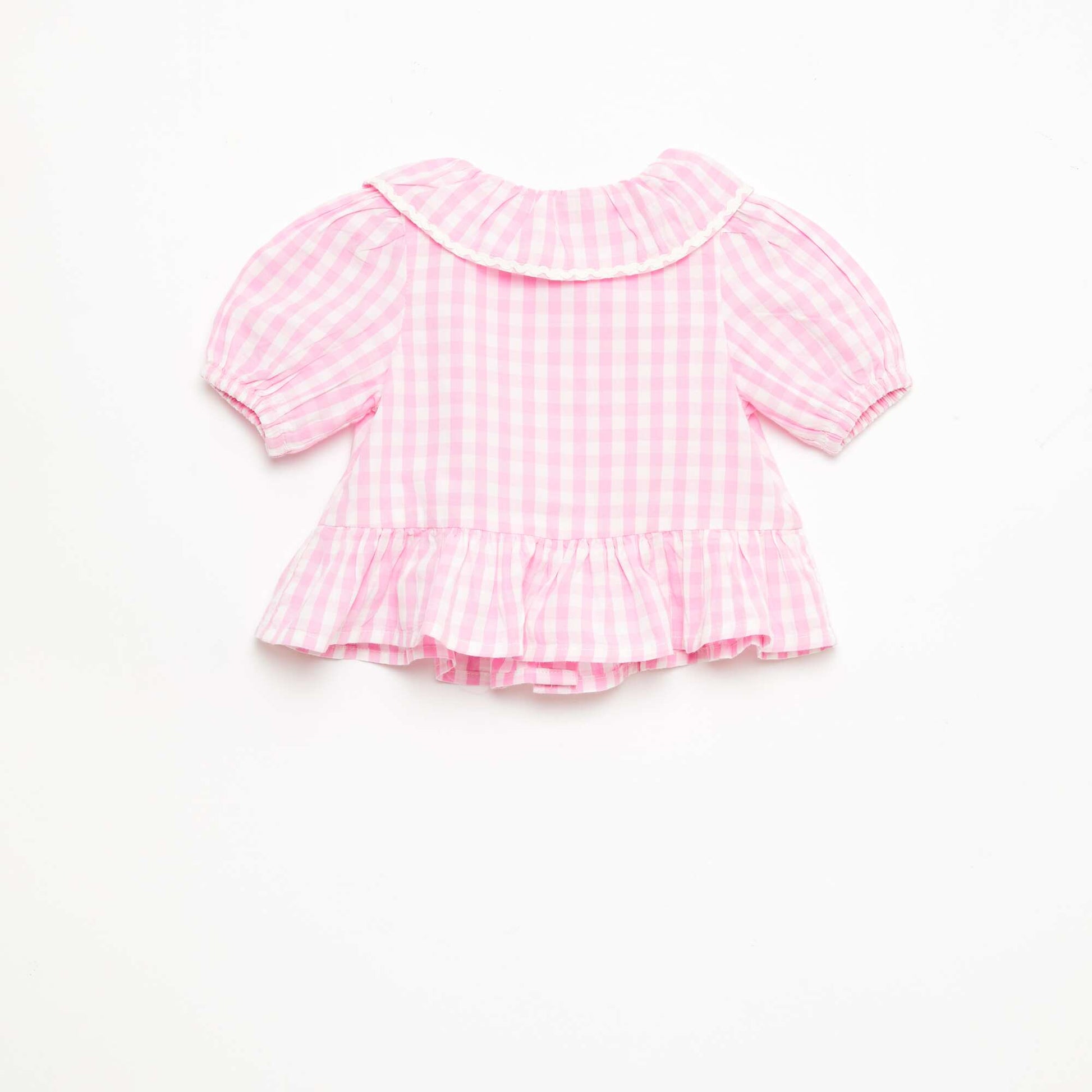 Peter Pan Collar Blouse with Ruffles PINK