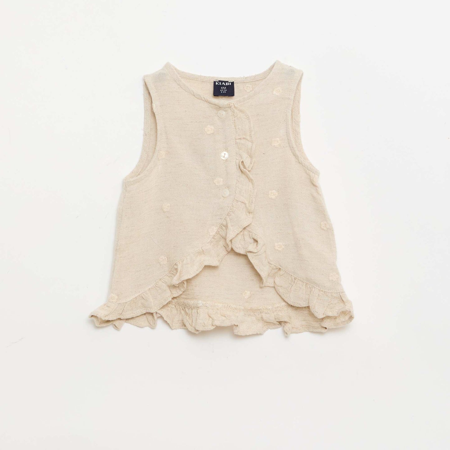 Embroidered Sleeveless Blouse BEIGE