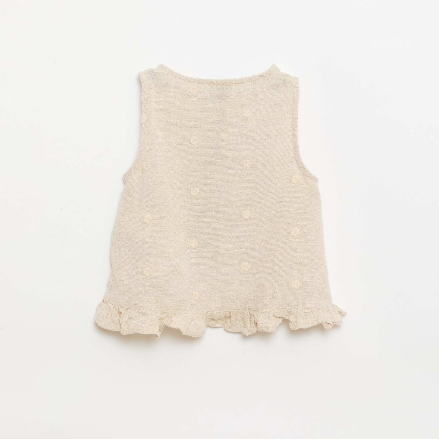 Embroidered Sleeveless Blouse BEIGE
