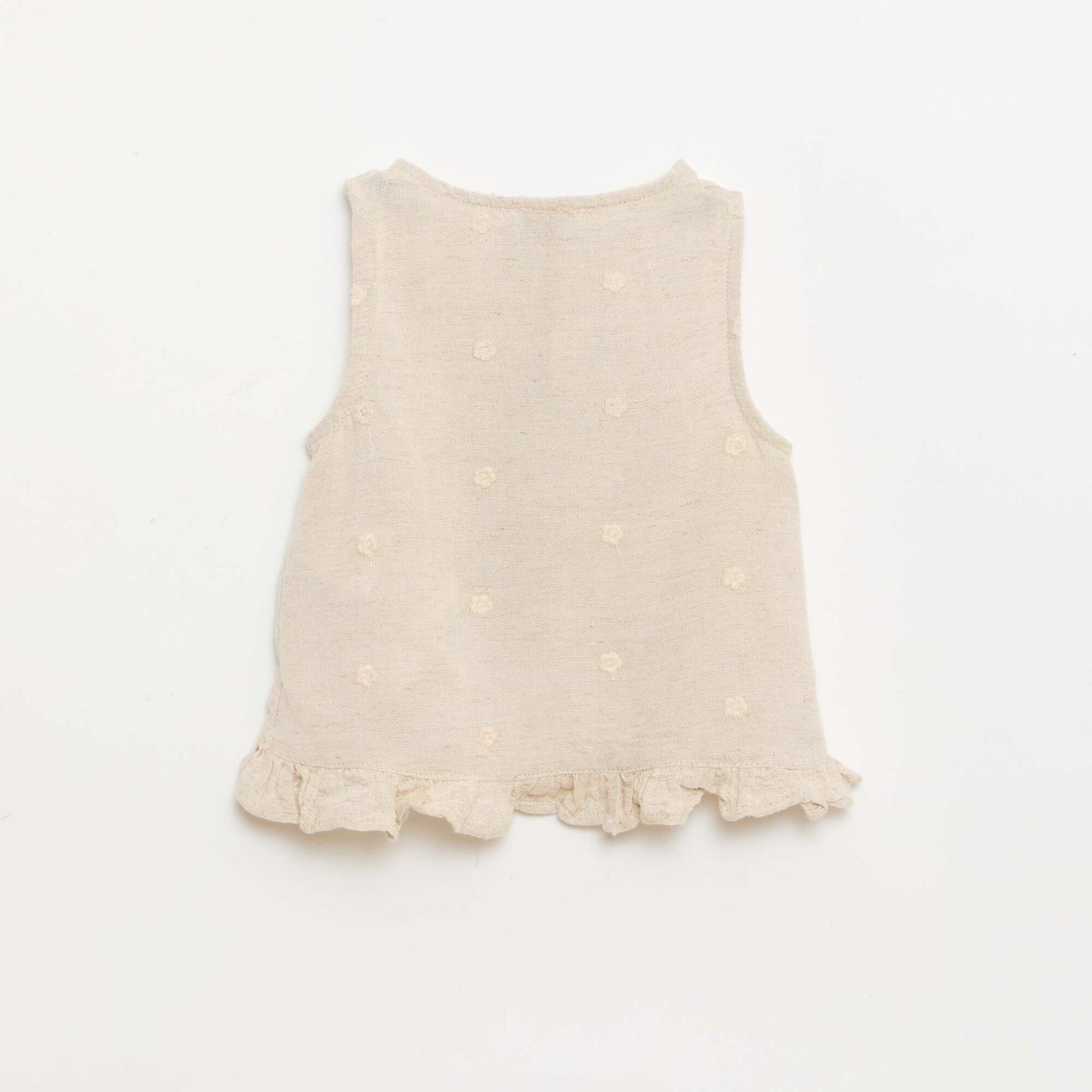Embroidered Sleeveless Blouse BEIGE