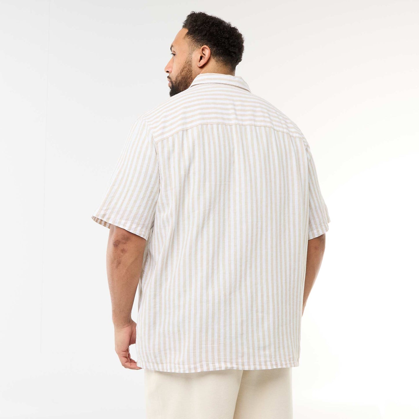 Short-Sleeved Linen-Blend Shirt BEIGE