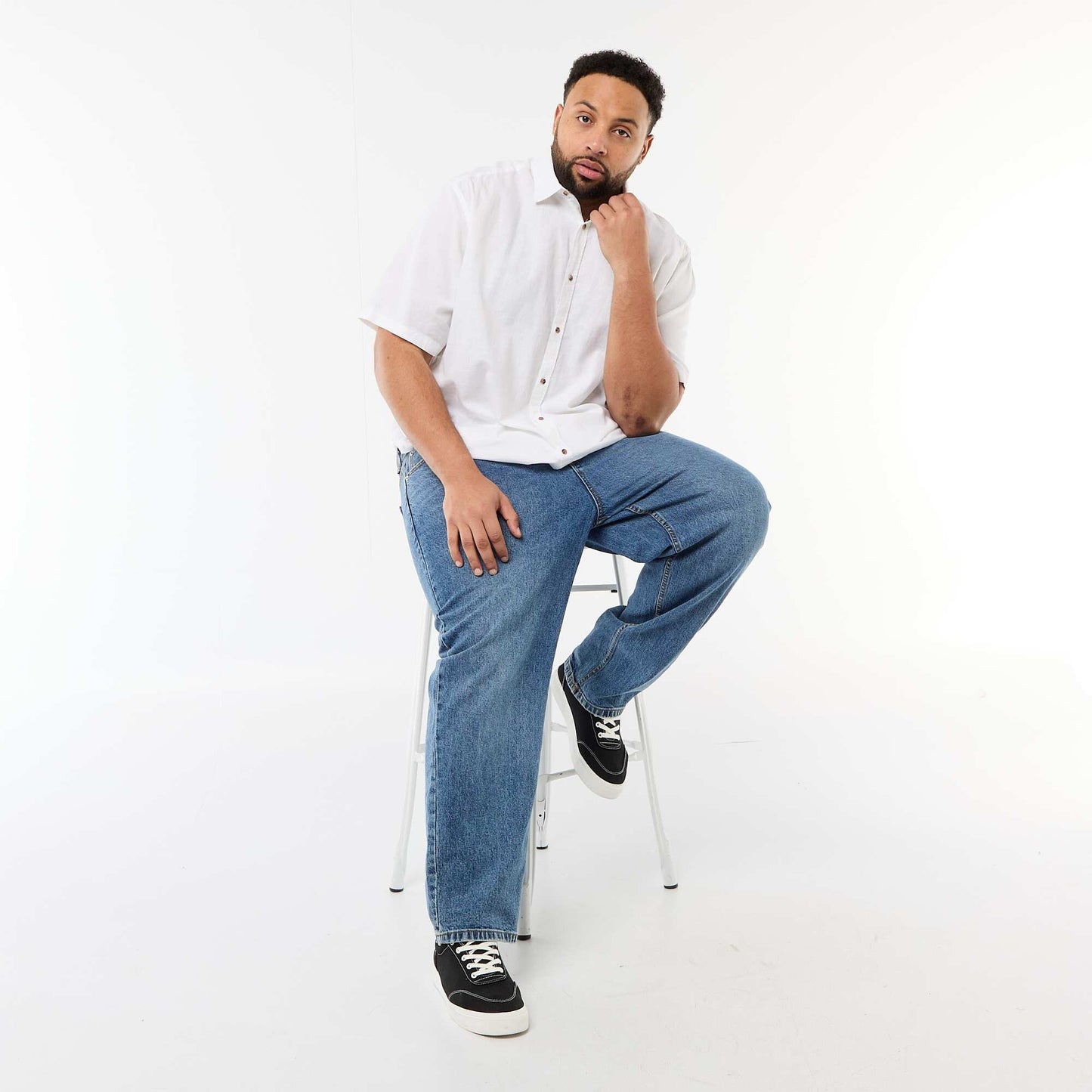 Short-Sleeved Linen-Blend Shirt WHITE
