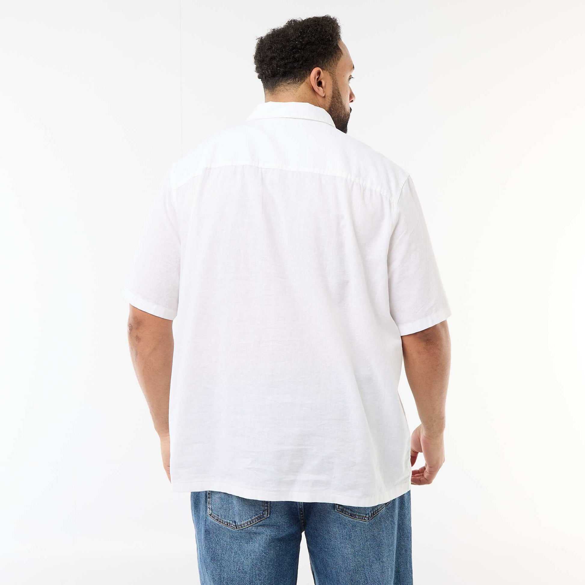 Short-Sleeved Linen-Blend Shirt WHITE