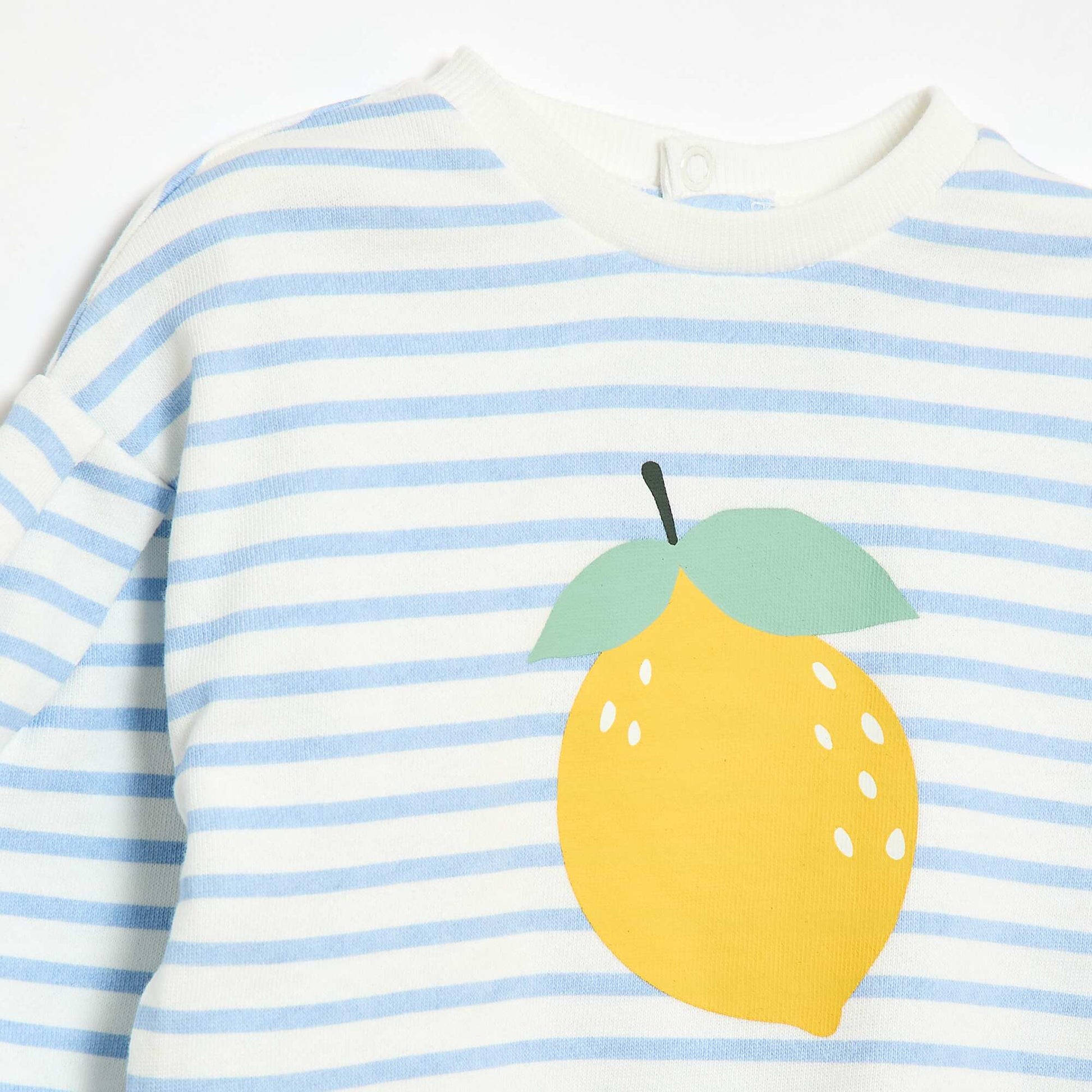 Lightweight French Terry Crew Neck Sweatshirt with Print WHITE