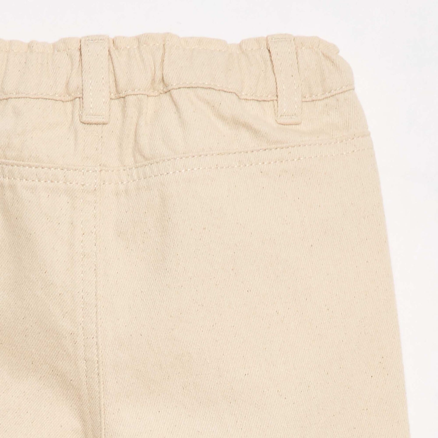All-Over Embroidered Paperbag Trousers in Cotton Twill BEIGE