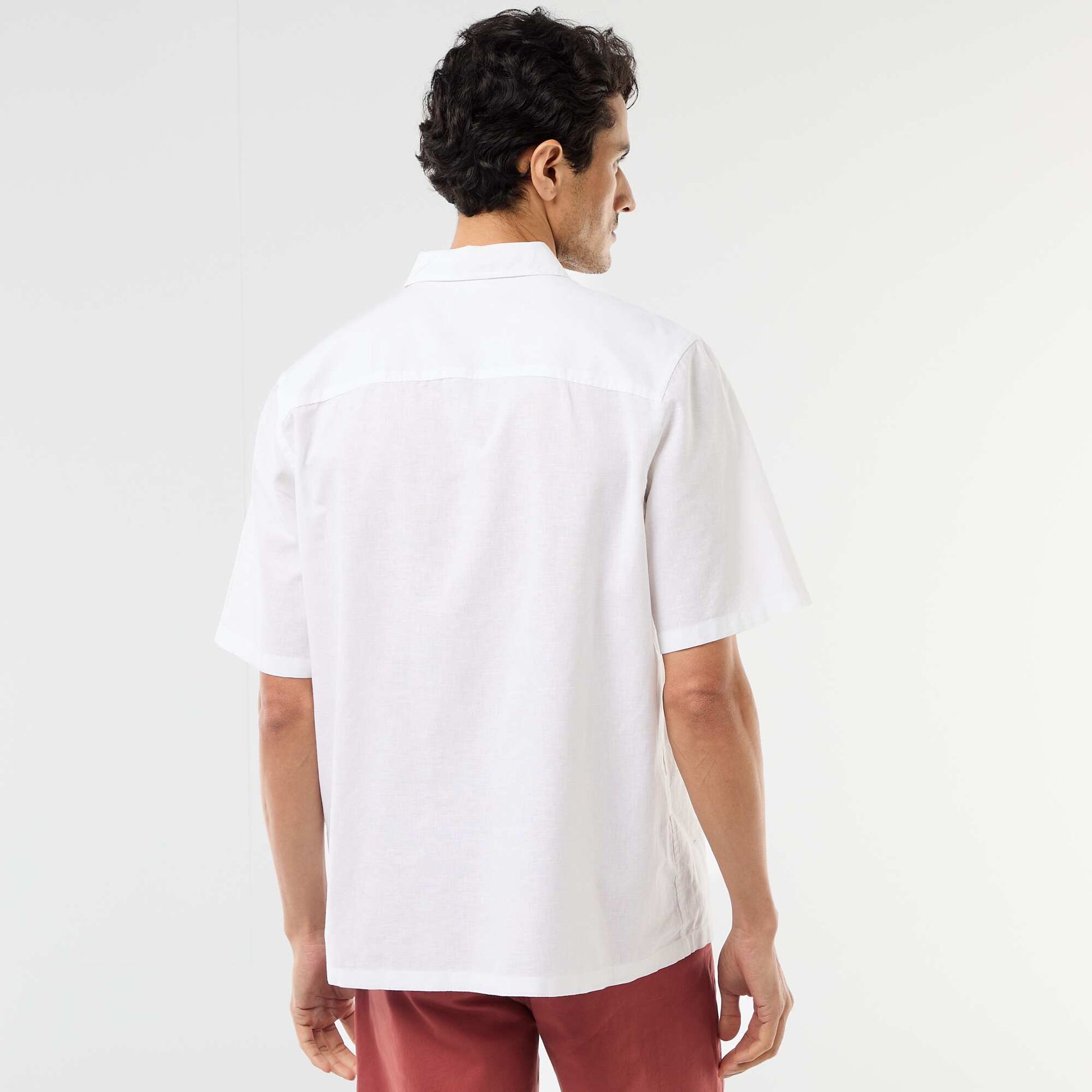 Short-Sleeved Linen-Blend Shirt WHITE