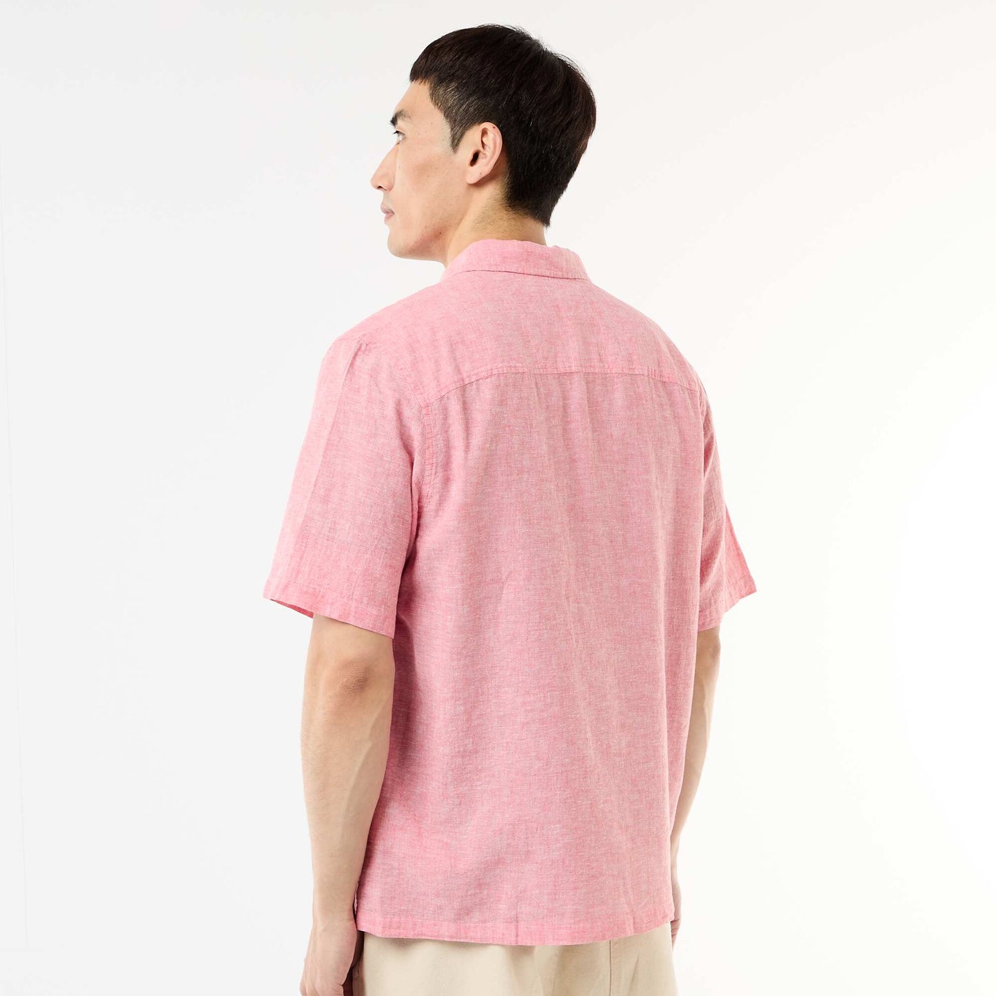 Short-Sleeved Linen-Blend Shirt PINK