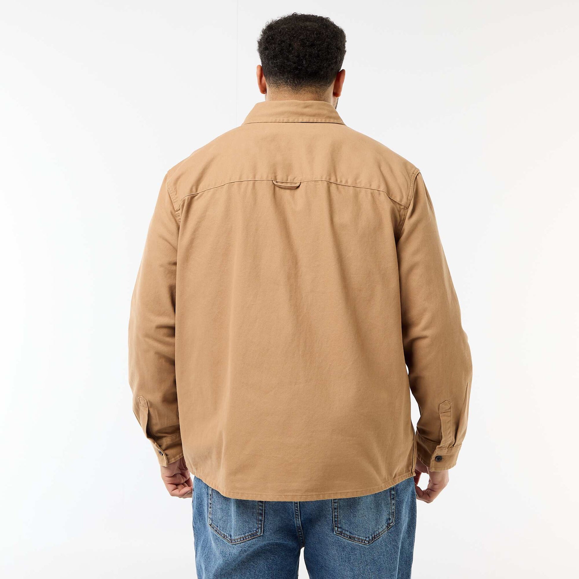 Twill Overshirt with Flap Chest Pockets BEIGE