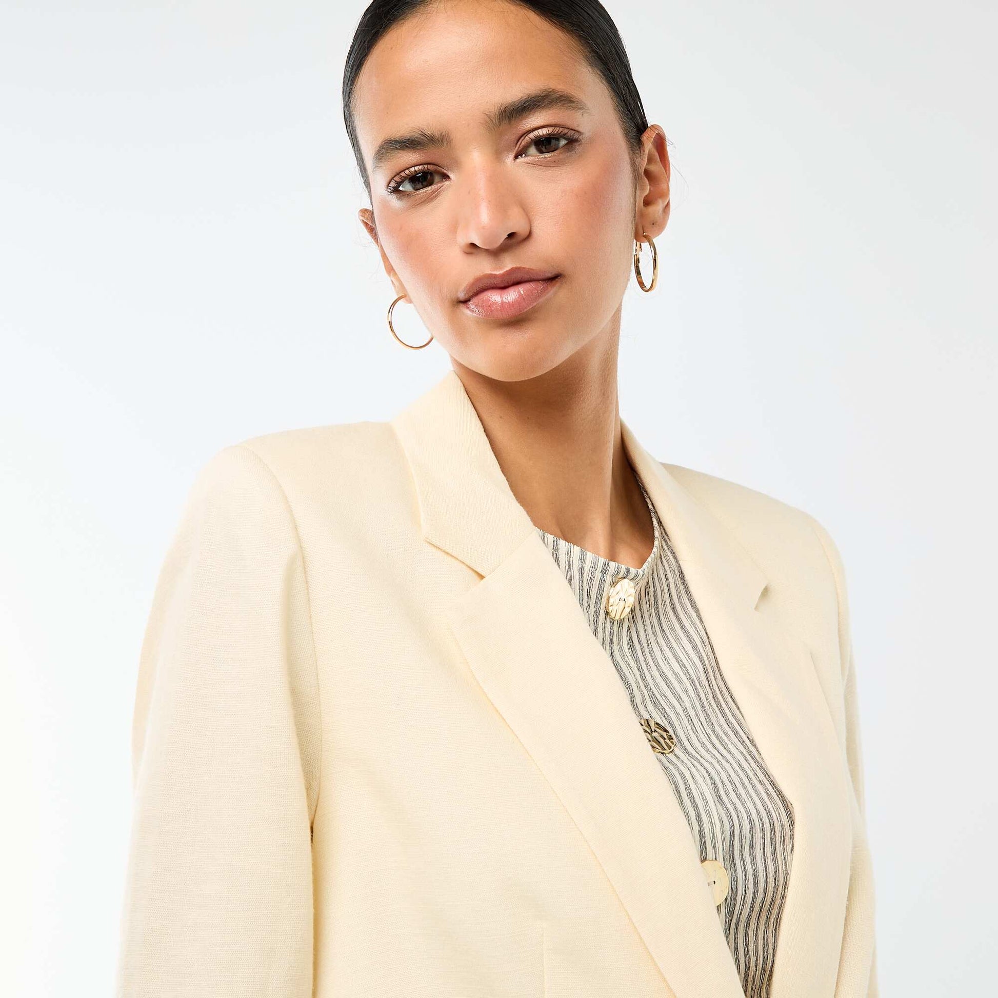 Mid-Length Blazer Jacket BEIGE