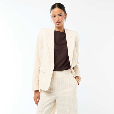 Mid-Length Blazer Jacket BEIGE