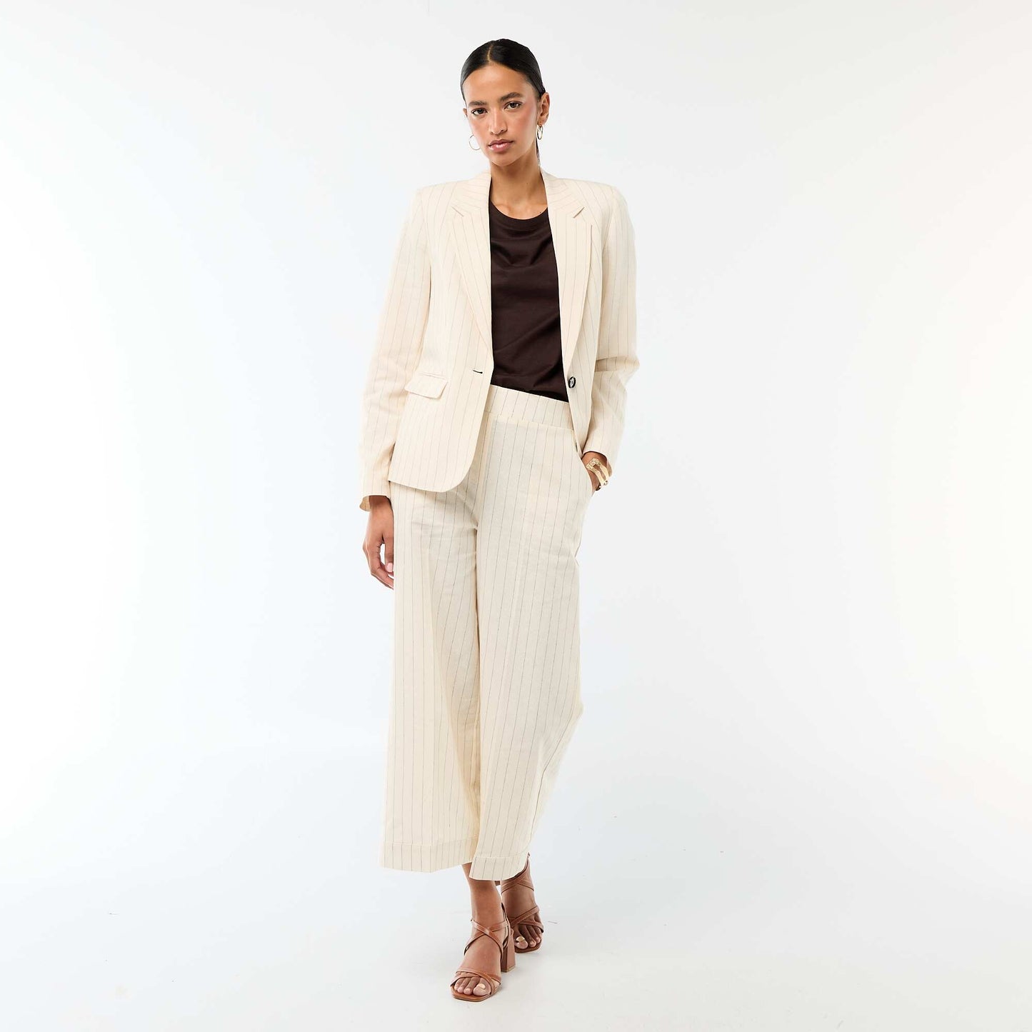 Mid-Length Blazer Jacket BEIGE
