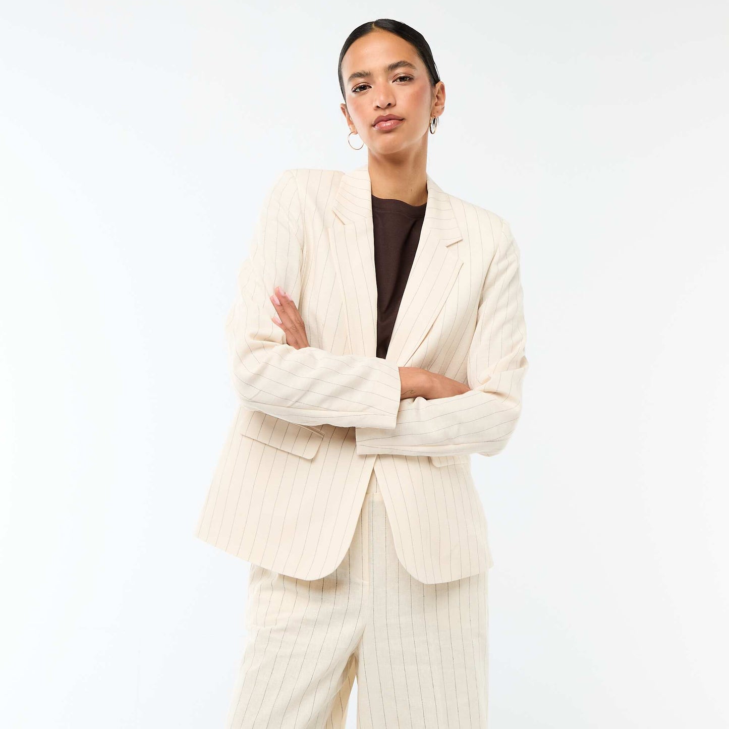 Mid-Length Blazer Jacket BEIGE