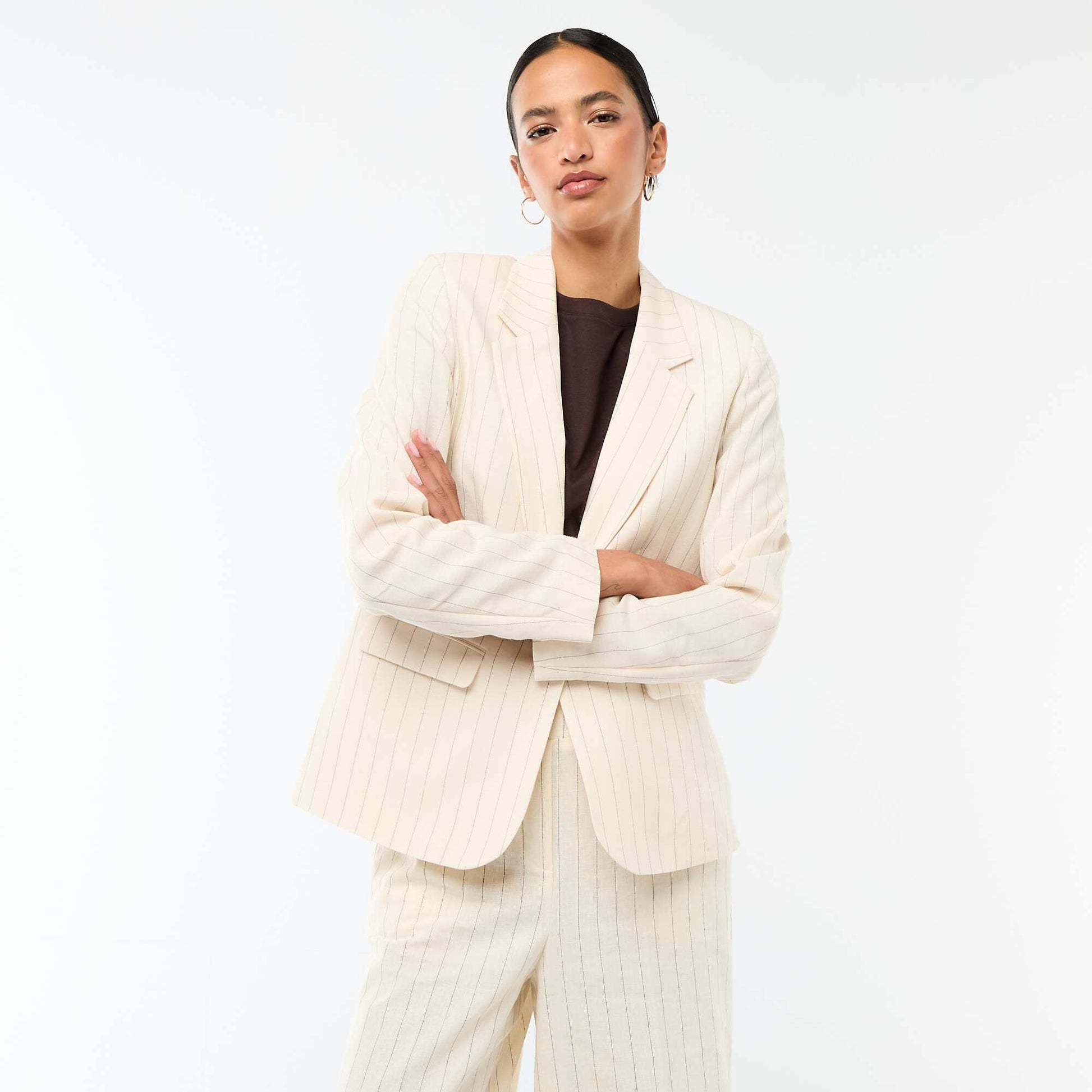 Mid-Length Blazer Jacket BEIGE