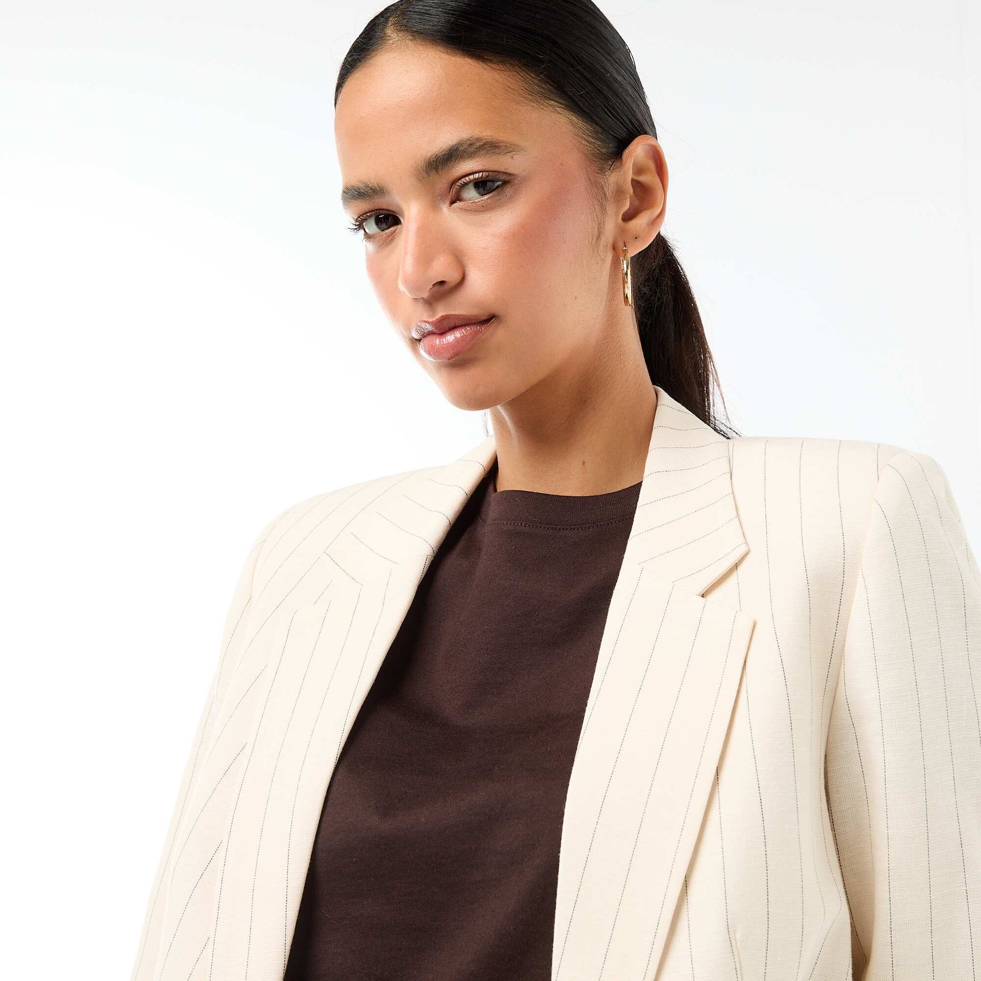 Mid-Length Blazer Jacket BEIGE