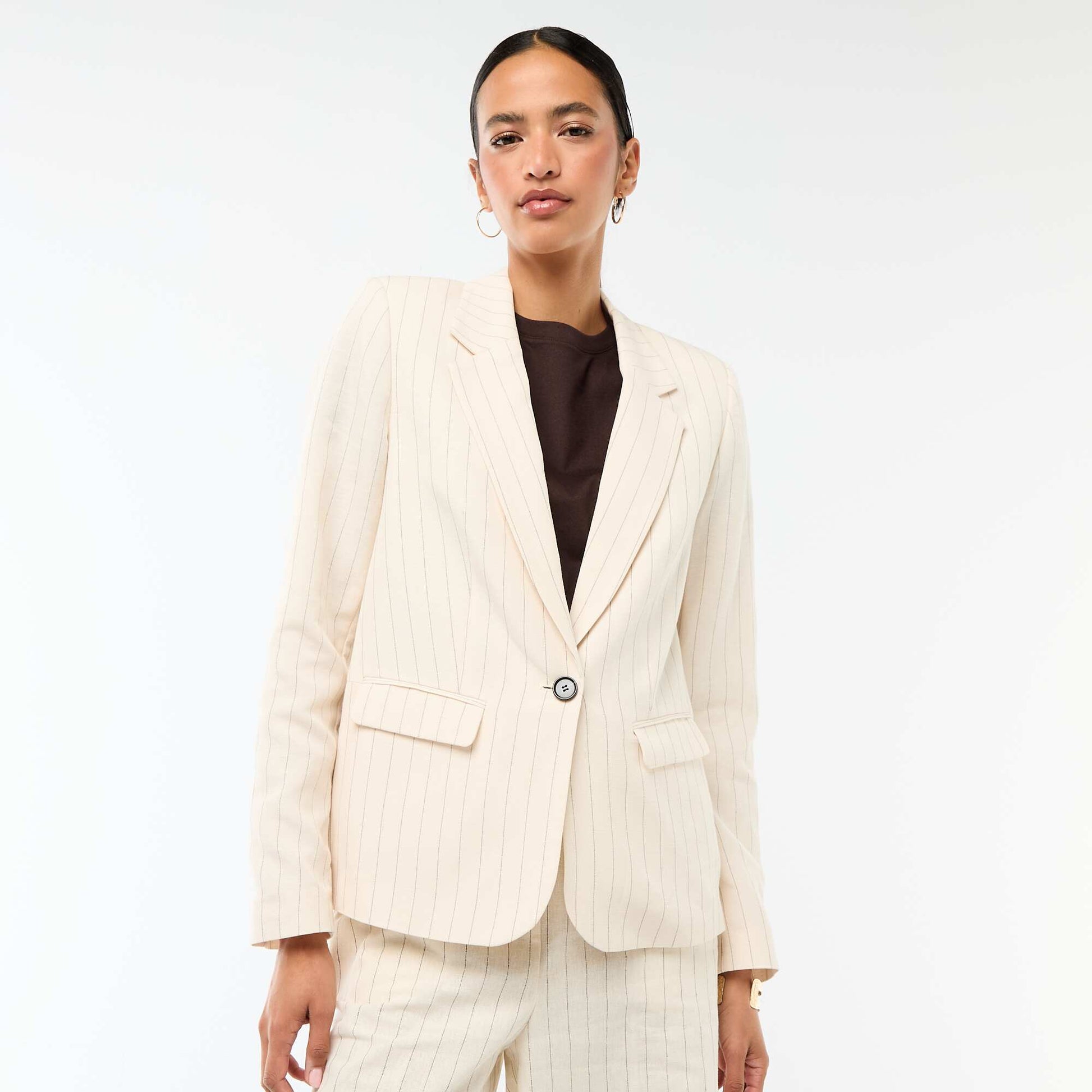 Mid-Length Blazer Jacket BEIGE