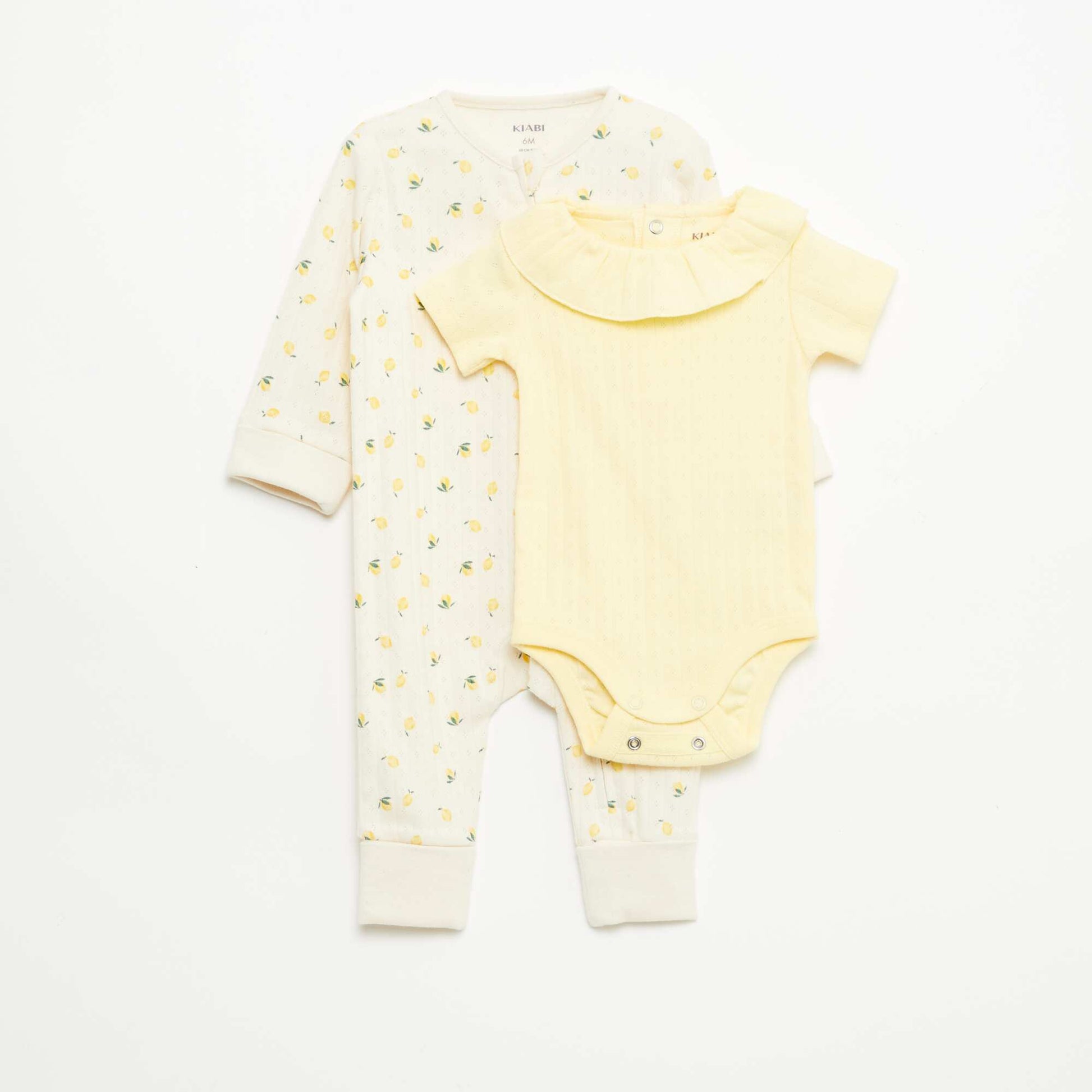 Evolutive Bodysuit + Ribbed Knit Sleepsuit Set YELLOW