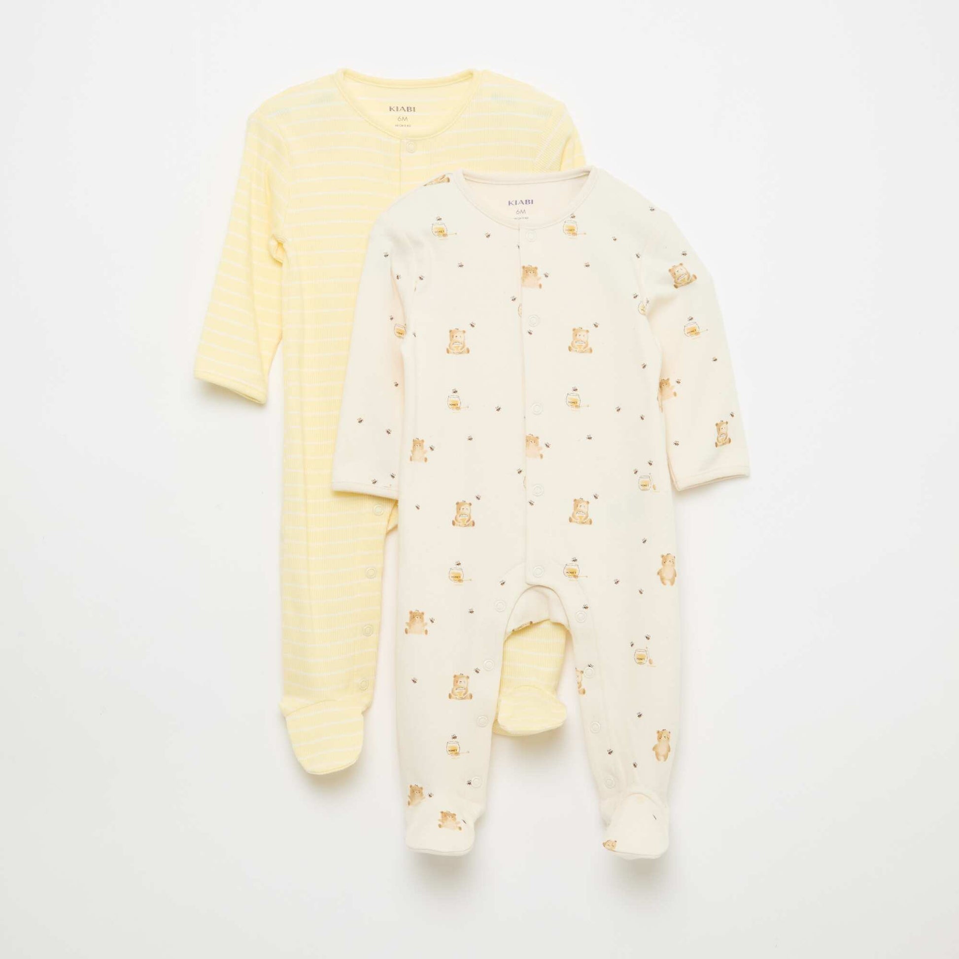 Pyjama Sleepsuit Set with Feet WHITE