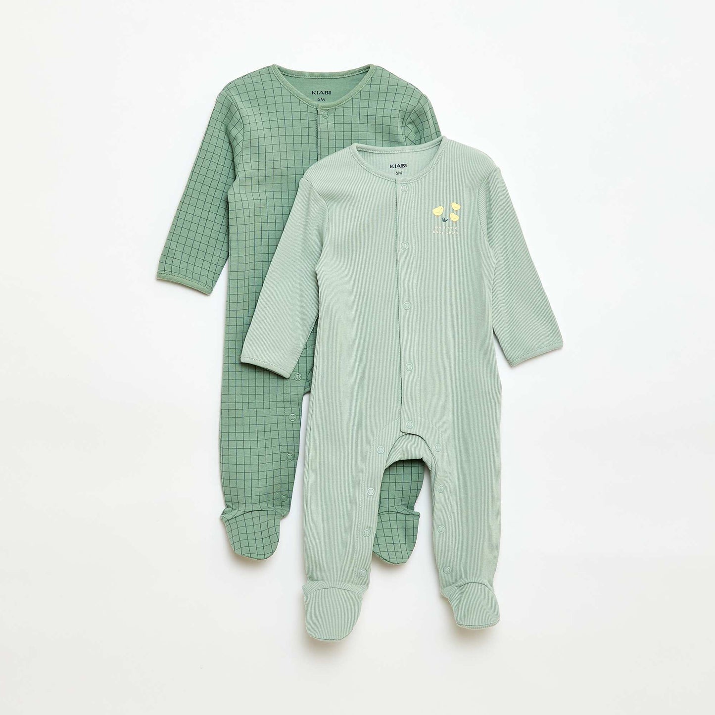 Pyjama Sleepsuit Set with Feet GREEN