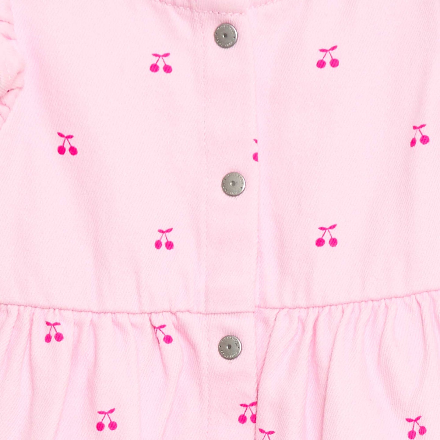 Striped Twill Dress with Short Sleeves PINK