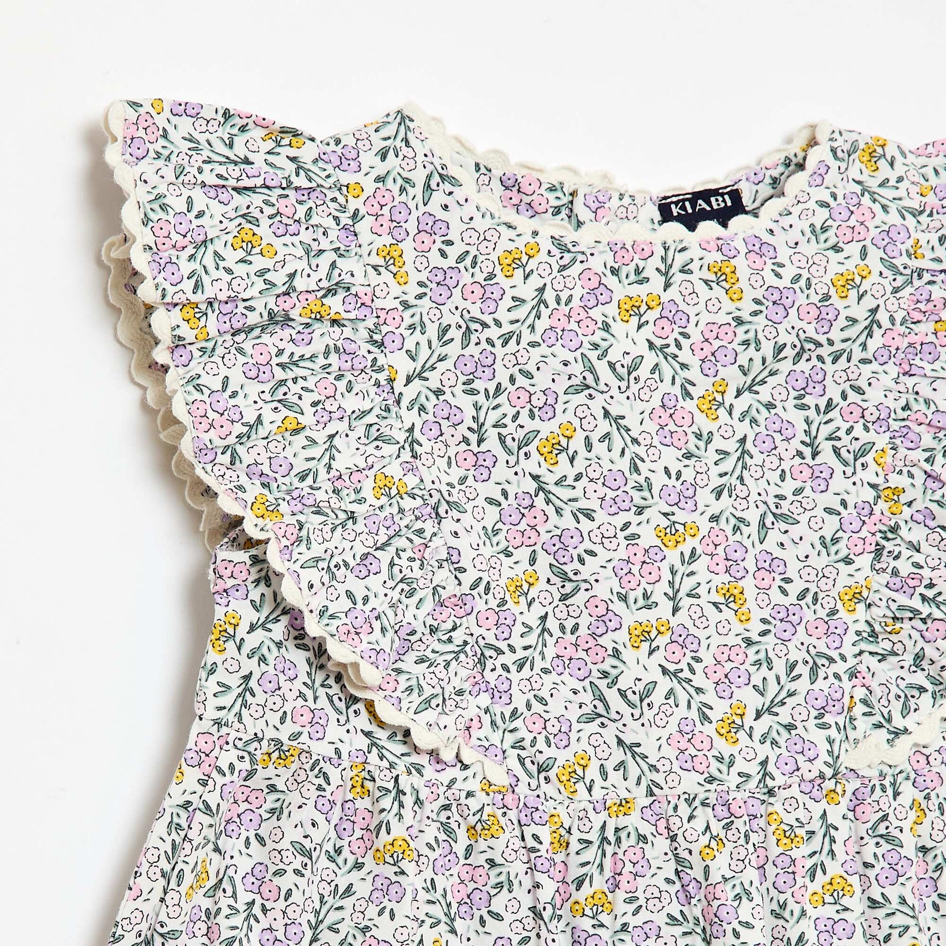 Short-Sleeve Ruffle Dress WHITE